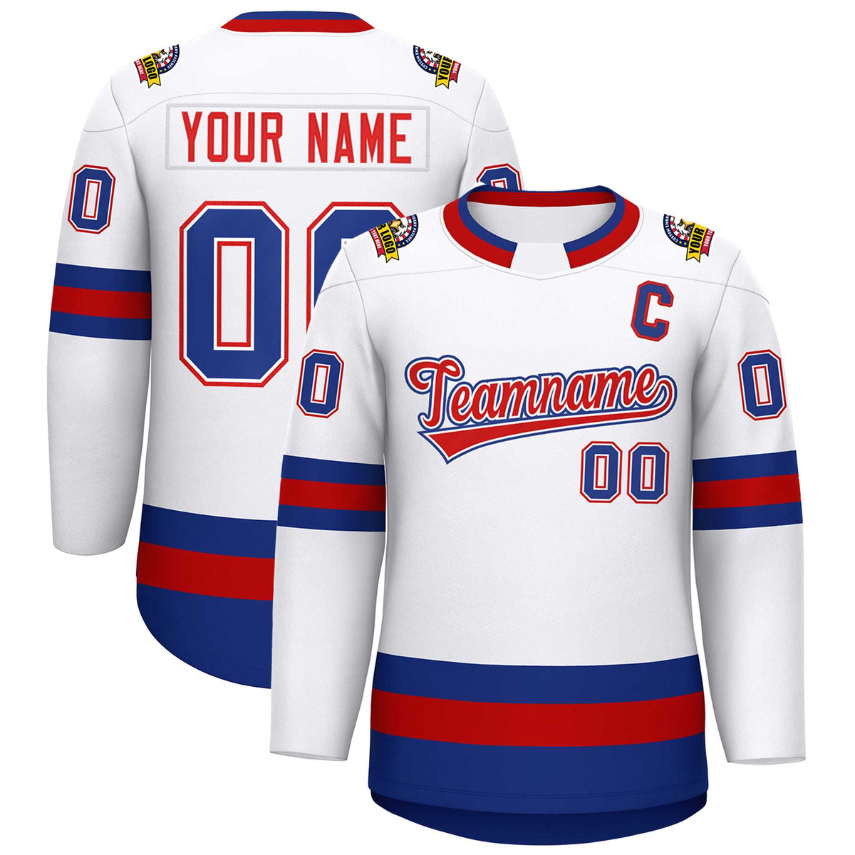 Custom White Red White-Royal Classic Style Hockey Jersey | KXKSHOP