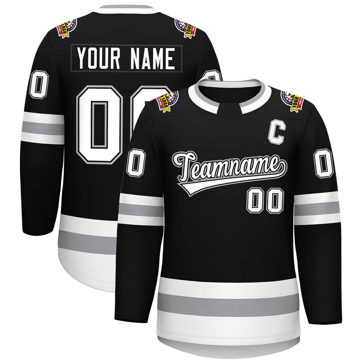 Custom Black White Black-Gray Classic Style Hockey Jersey | KXKSHOP
