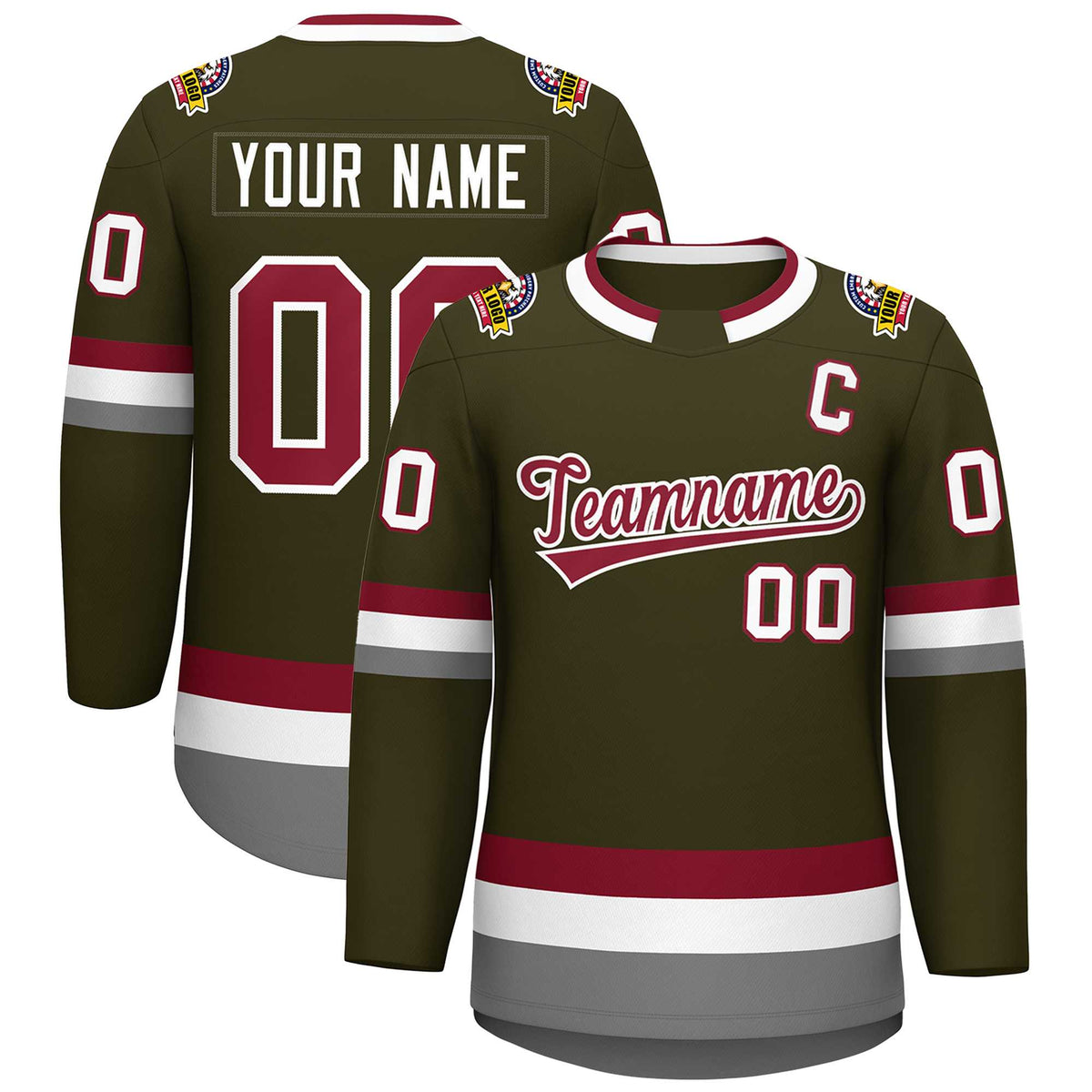 Custom Olive Crimson-White Classic Style Hockey Jersey | KXKSHOP