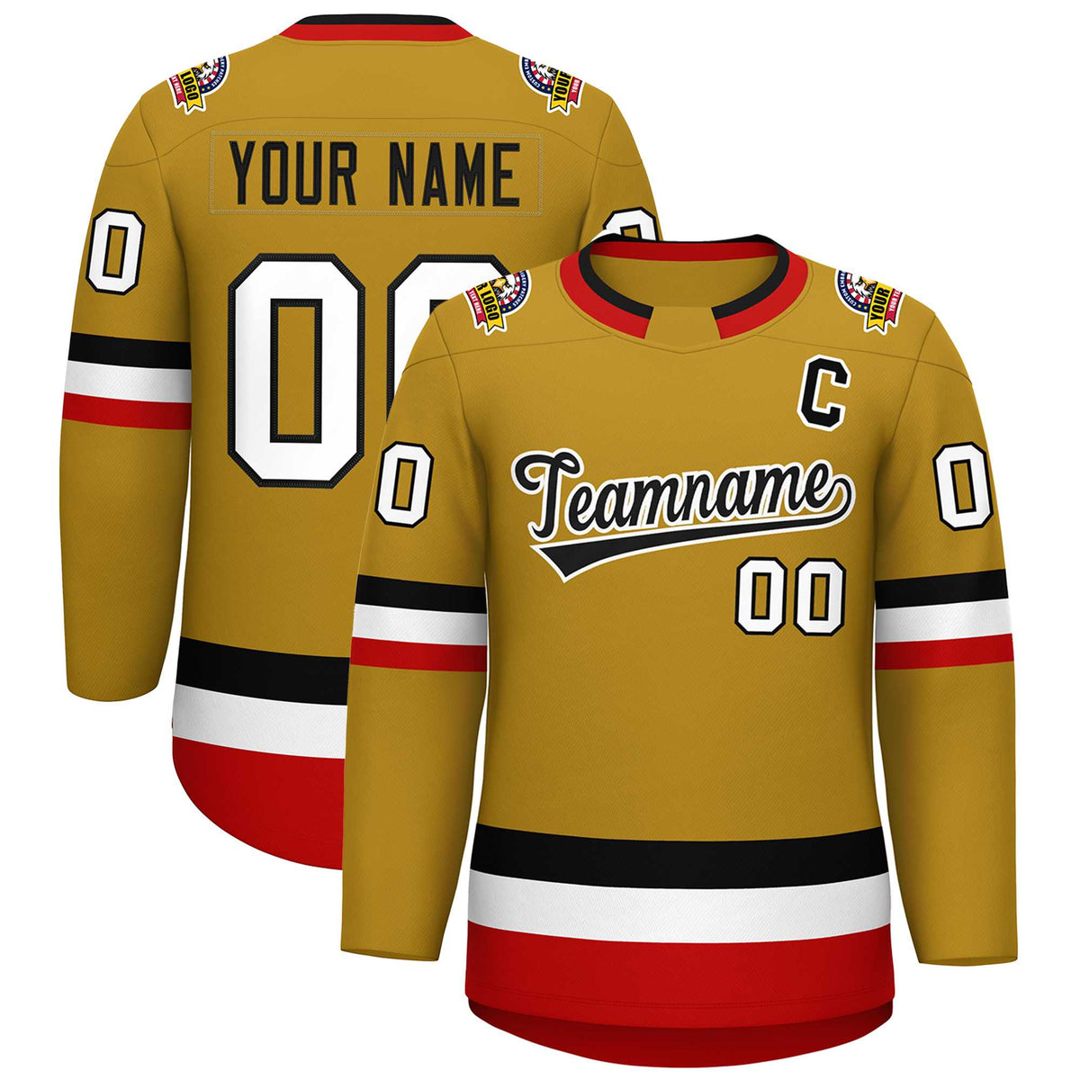 Custom Old Gold Black-White Classic Style Hockey Jersey | KXKSHOP