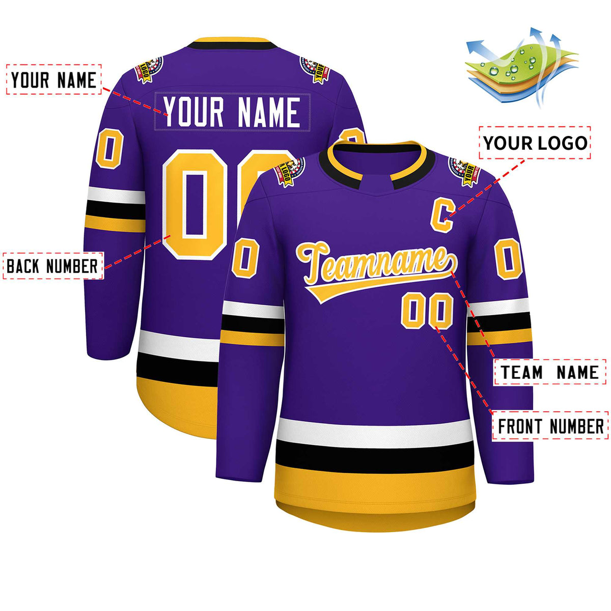 Custom Purple Gold-White Classic Style Hockey Jersey | KXKSHOP