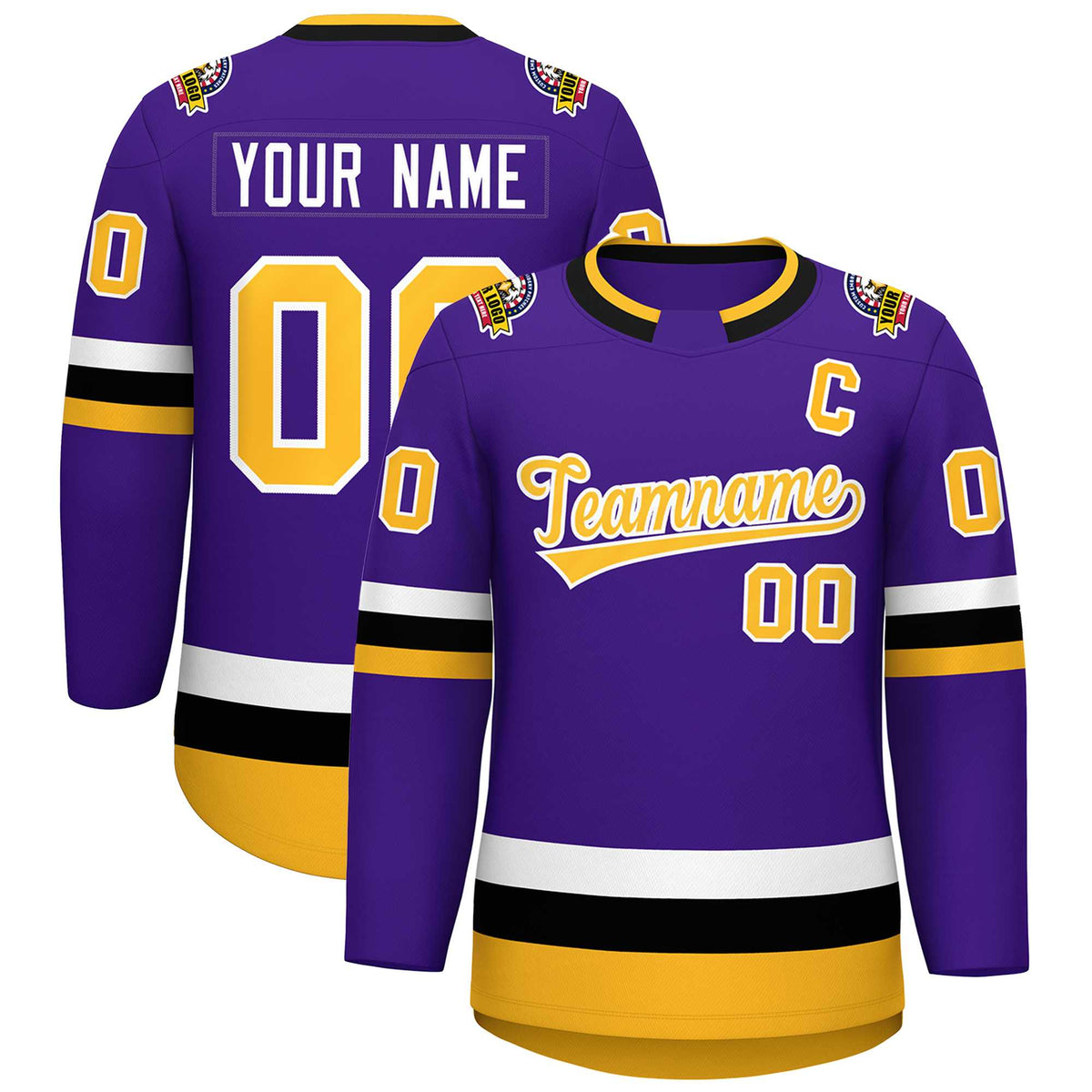 Custom Purple Gold-White Classic Style Hockey Jersey | KXKSHOP