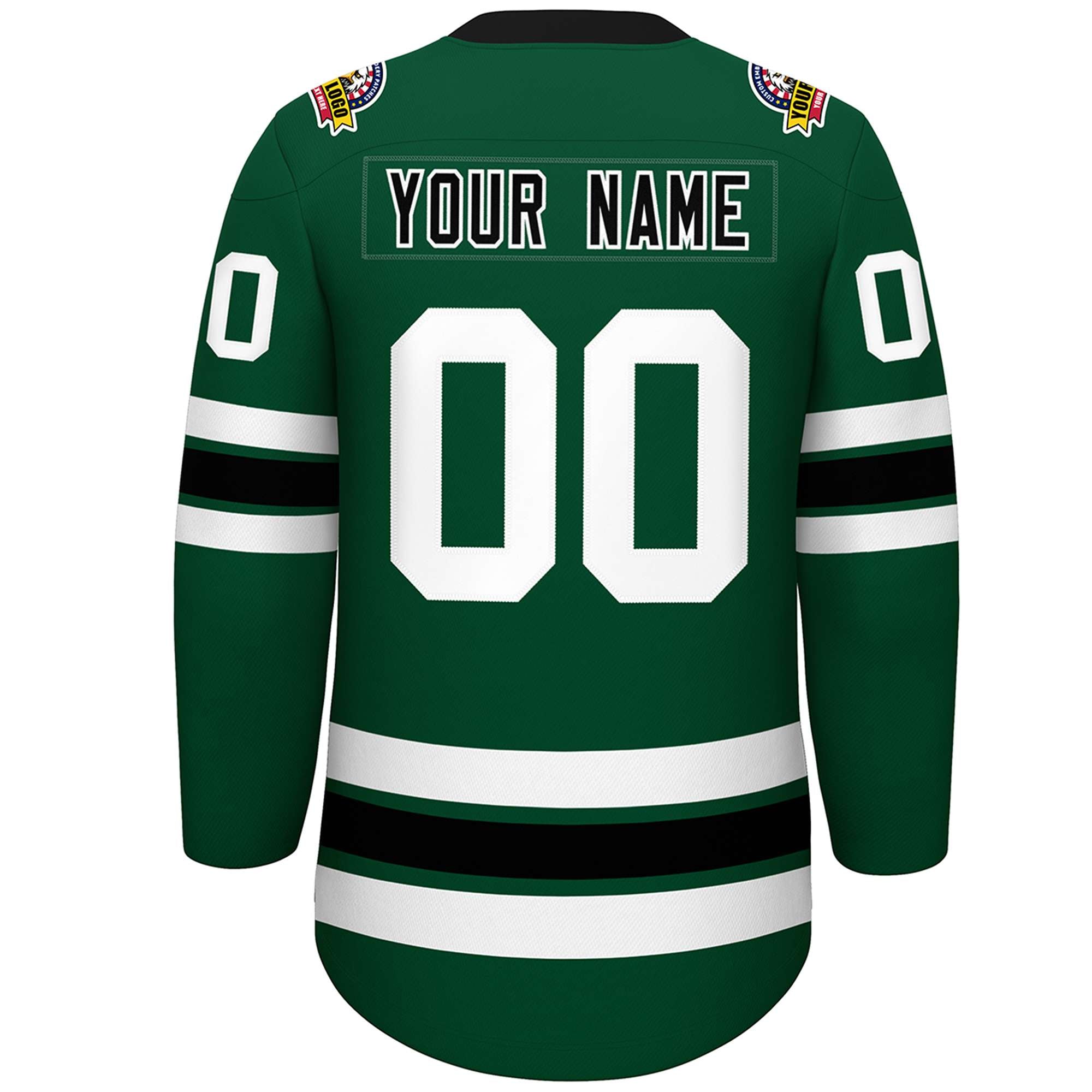 Custom Green Black-White Lace-Up Neck Hockey Jersey | KXKSHOP
