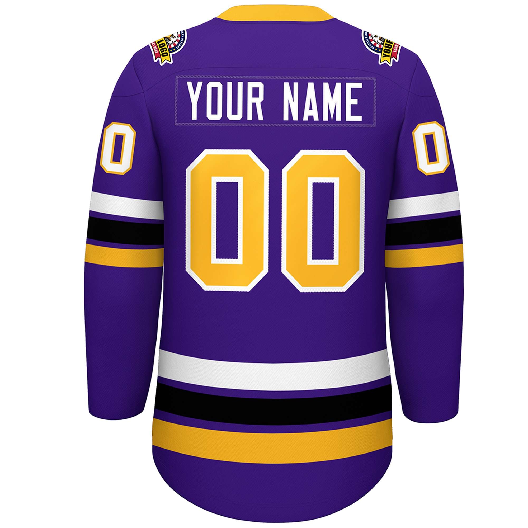 Custom Purple Yellow-White Lace-Up Neck Hockey Jersey | KXKSHOP