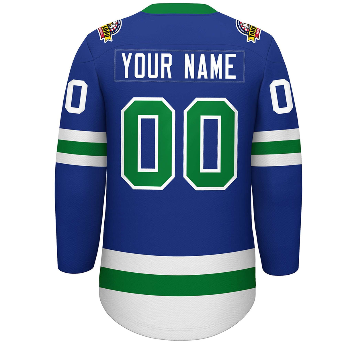Custom Royal Kelly Green-White Lace-Up Neck Hockey Jersey | KXKSHOP