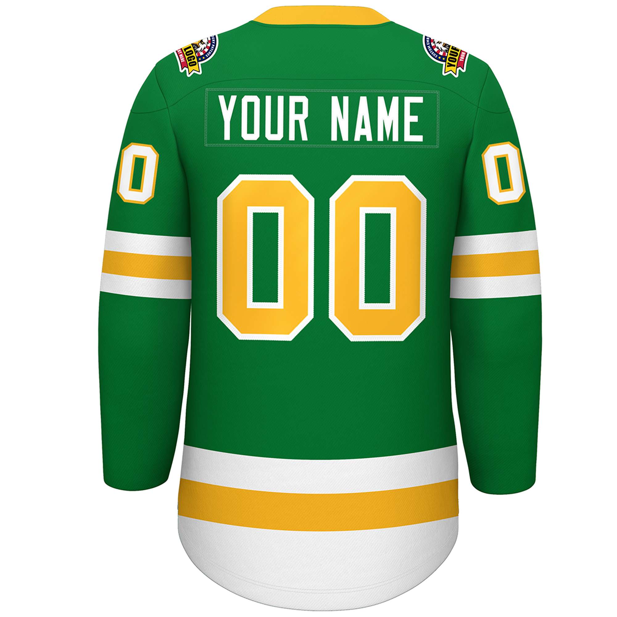 Custom Kelly Green Gold-White Lace-Up Neck Hockey Jersey | KXKSHOP