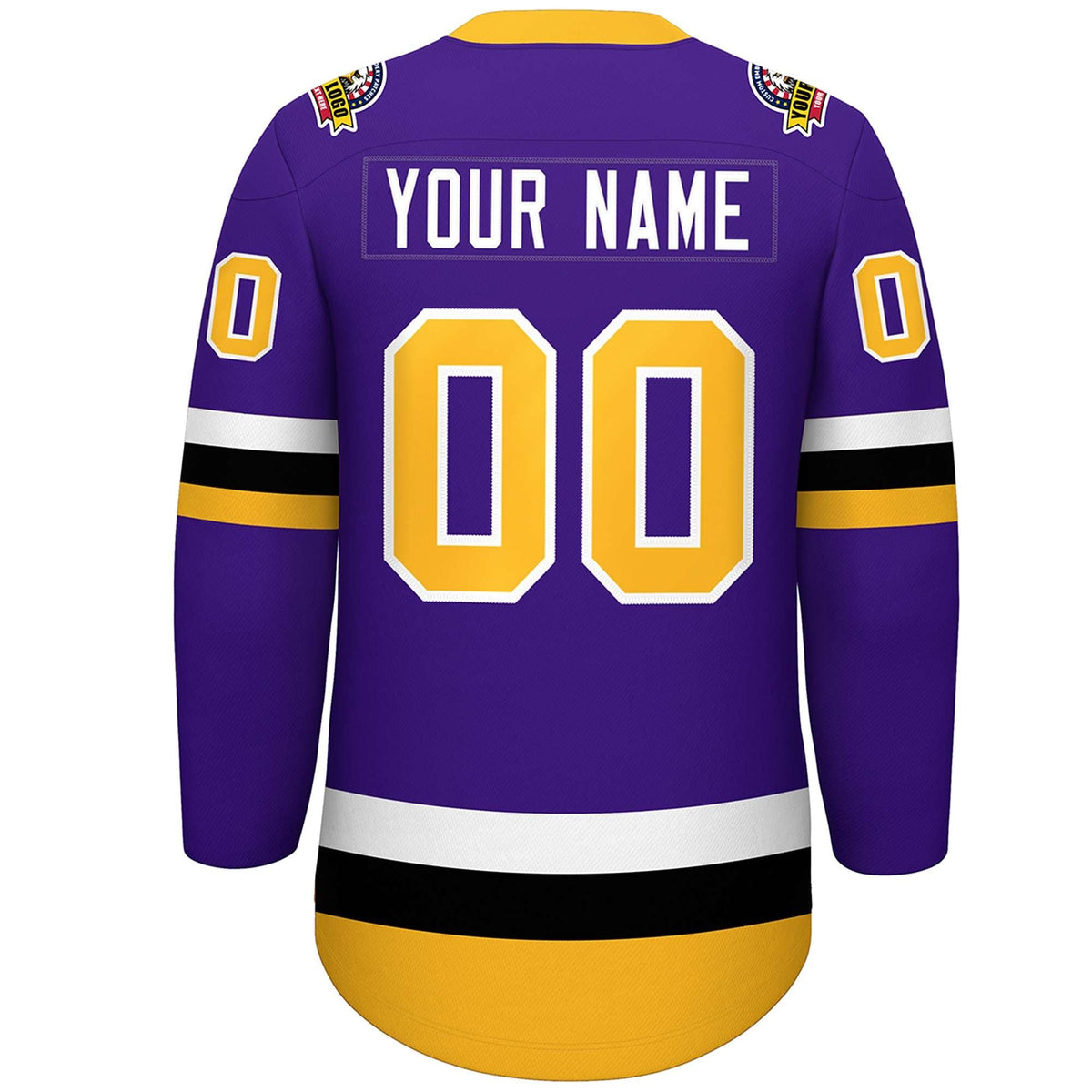 Custom Purple Gold-White Lace-Up Neck Hockey Jersey | KXKSHOP