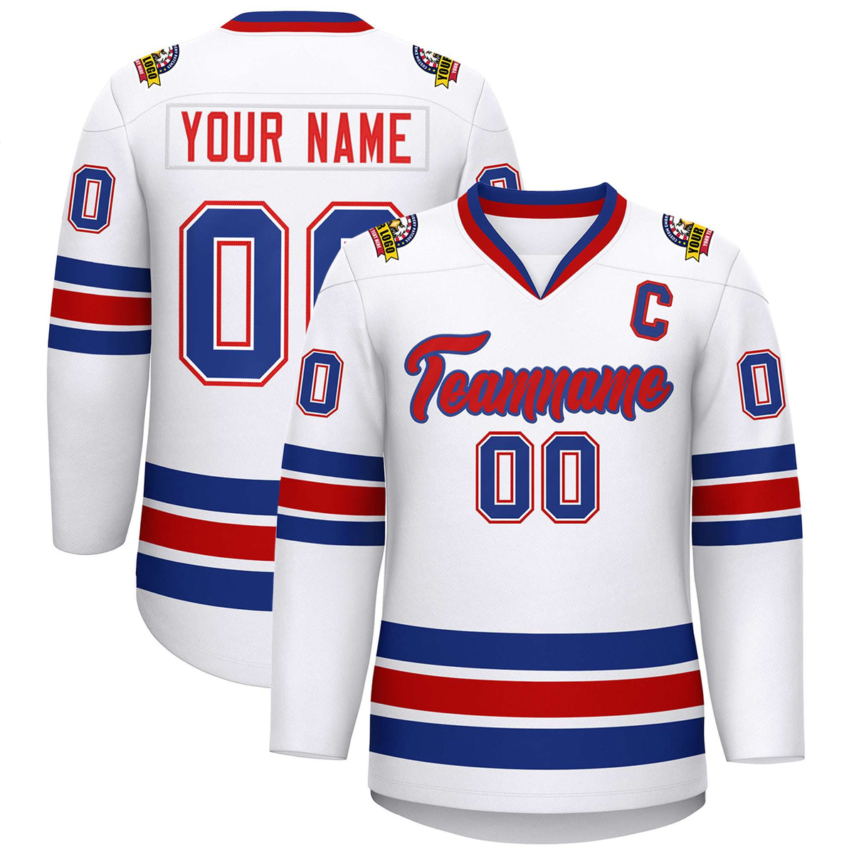 Custom White Red-Royal Classic Style Hockey Jersey | KXKSHOP