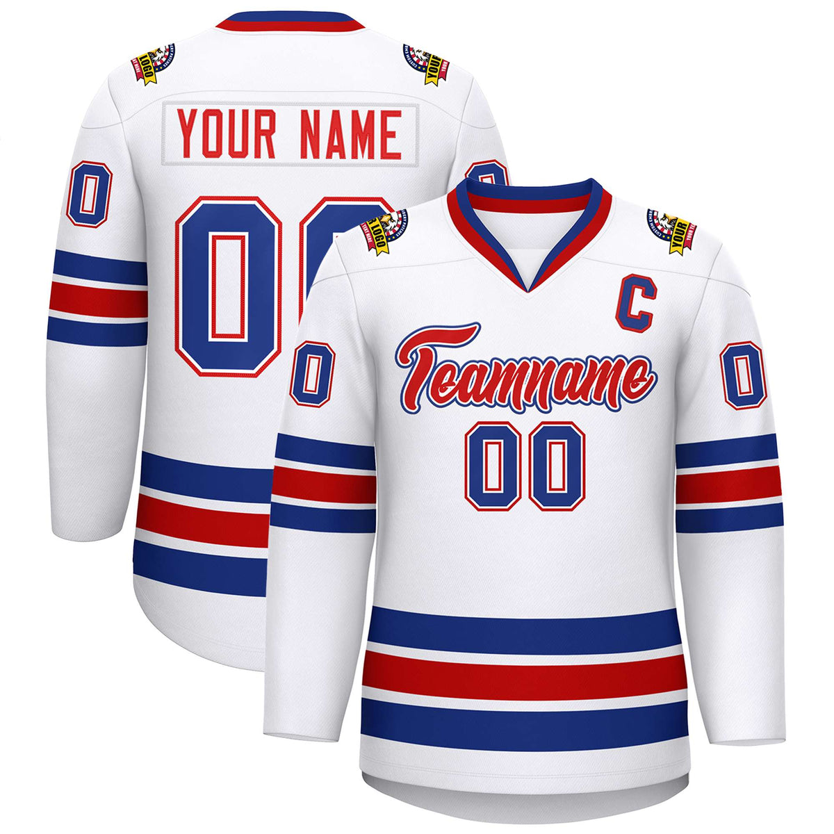 Custom White Red White-Royal Classic Style Hockey Jersey | KXKSHOP