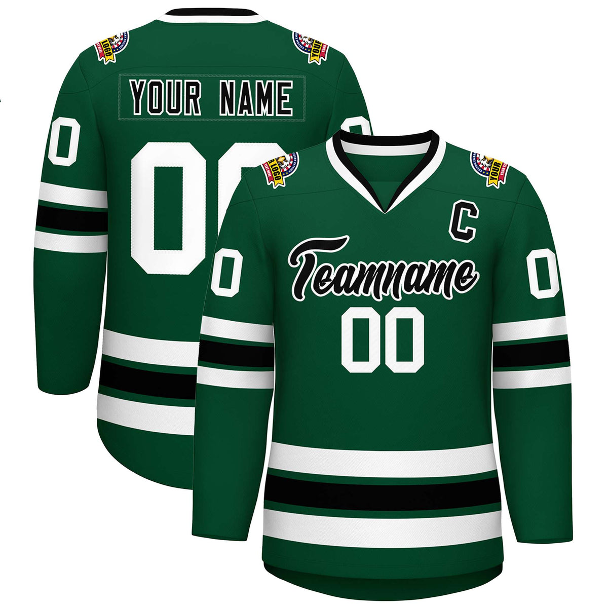 Custom Green Black-White Classic Style Hockey Jersey | KXKSHOP