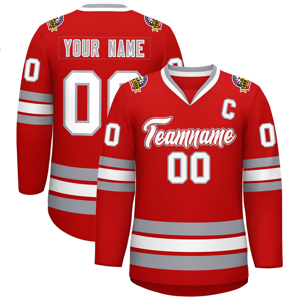 Custom Red White Red-Gray Classic Style Hockey Jersey | KXKSHOP