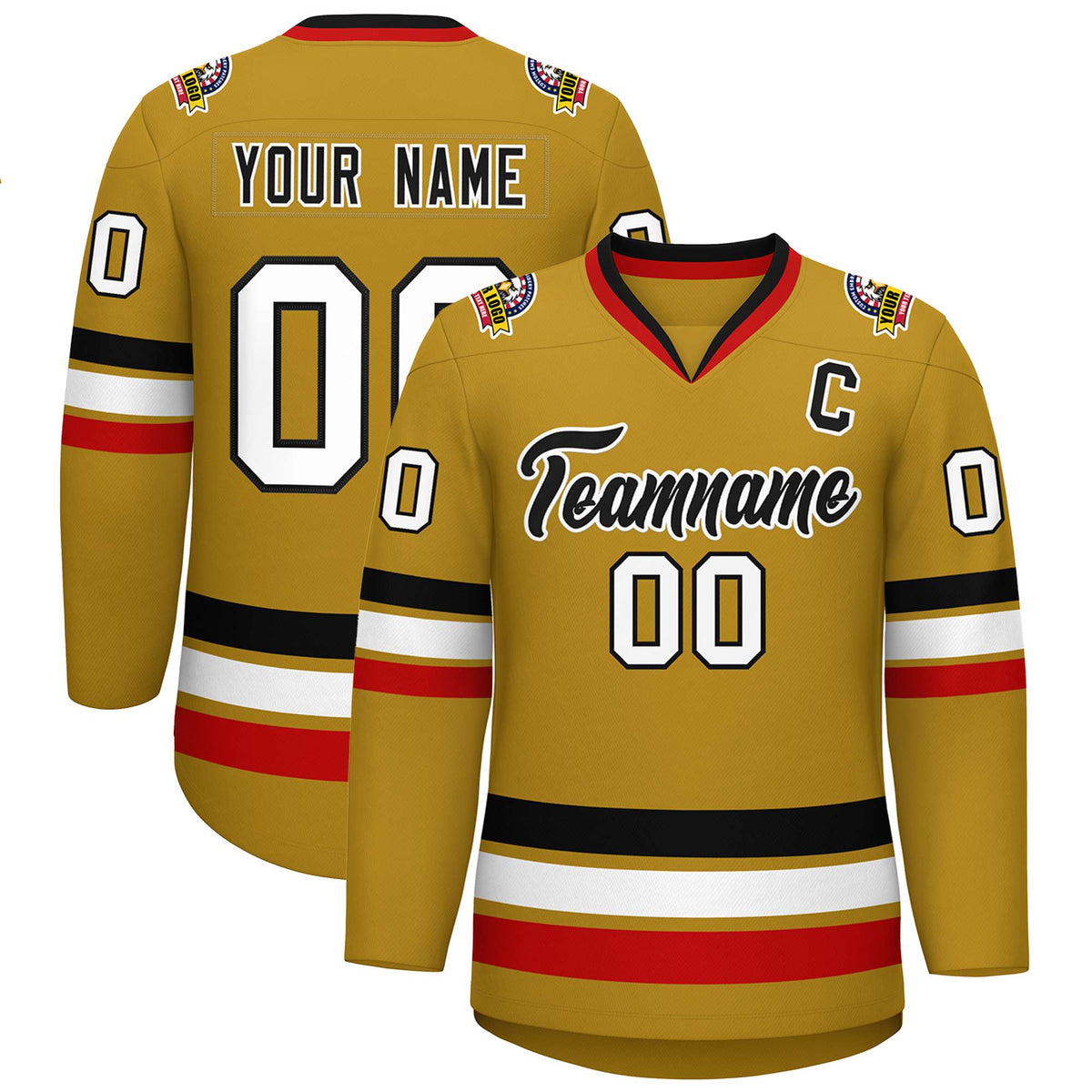 Custom Old Gold Black-White Classic Style Hockey Jersey | KXKSHOP