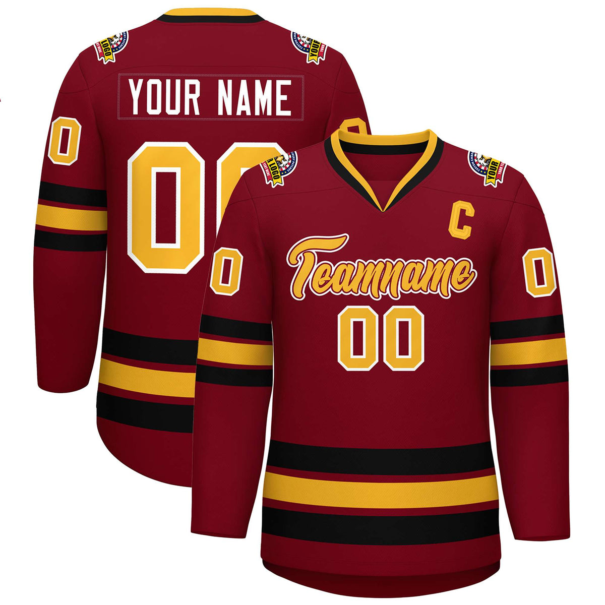Custom Crimson Gold Crimson-White Classic Style Hockey Jersey | KXKSHOP