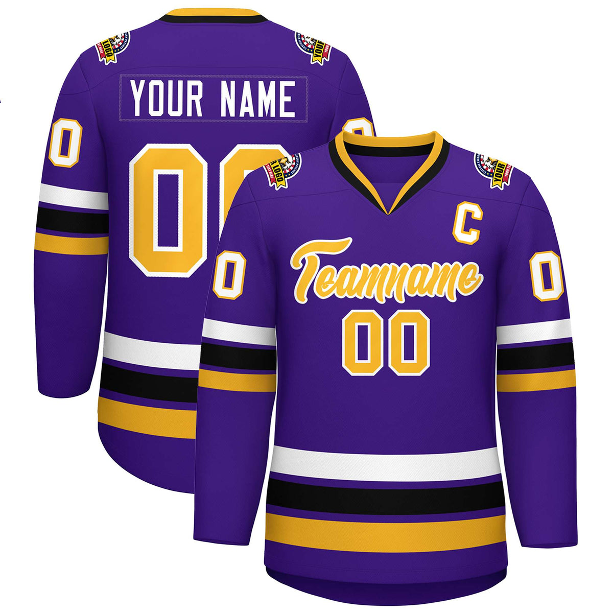 Custom Purple Gold-White Classic Style Hockey Jersey | KXKSHOP