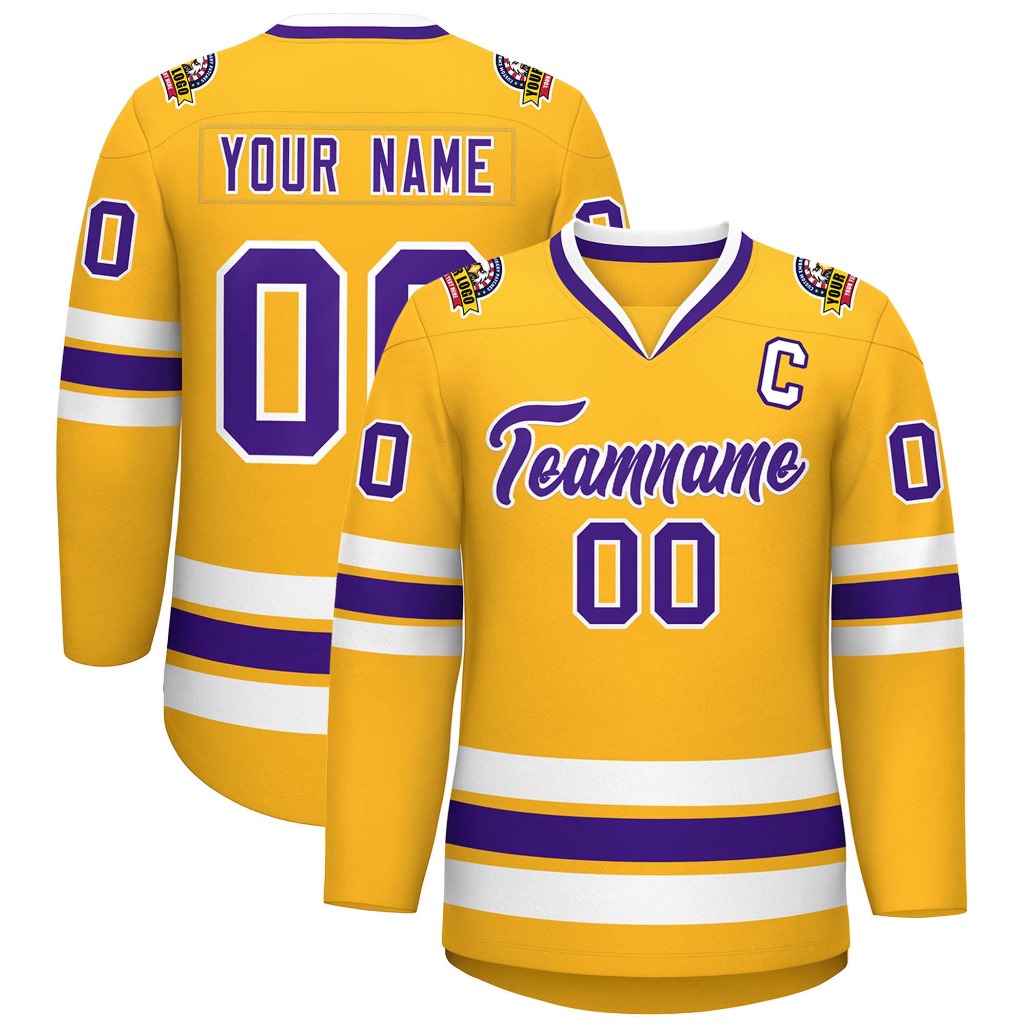 Custom Gold Purple-White Classic Style Hockey Jersey | KXKSHOP
