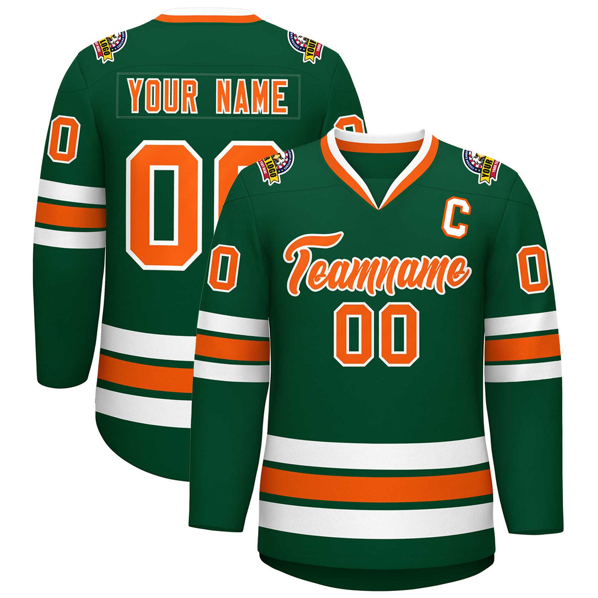 Custom Green Orange-White Classic Style Hockey Jersey | KXKSHOP