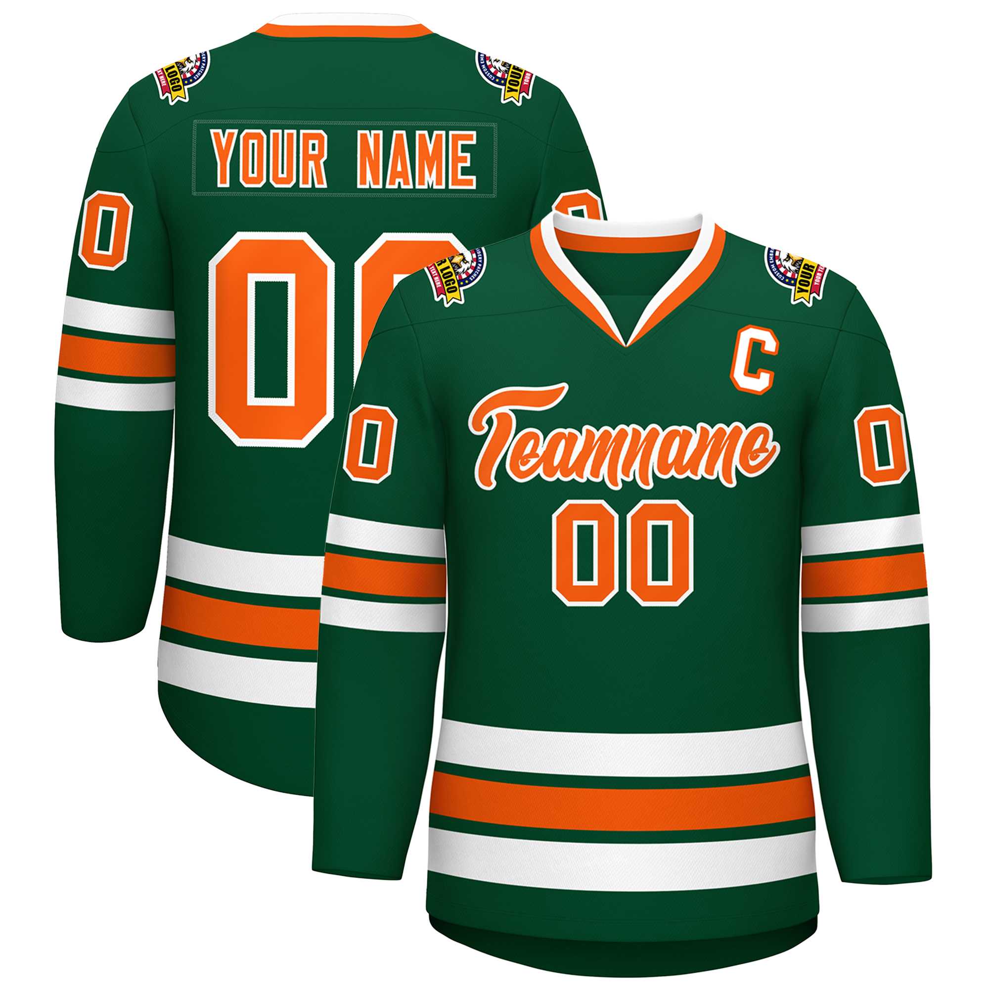 Custom Green Orange-White Classic Style Hockey Jersey | KXKSHOP