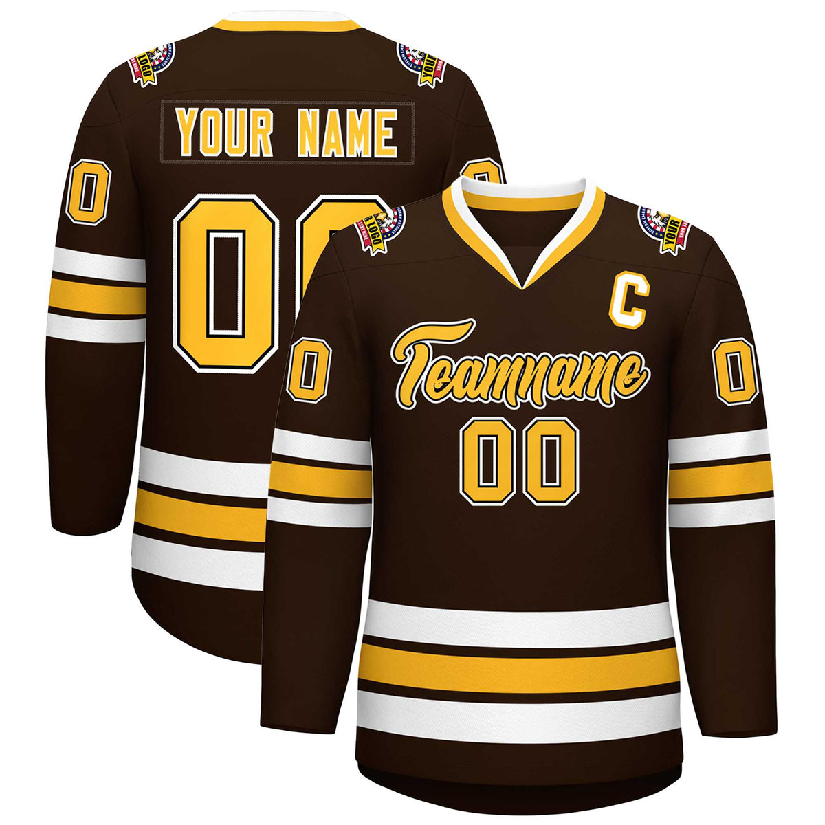 Custom Brown Gold Black-White Classic Style Hockey Jersey | KXKSHOP