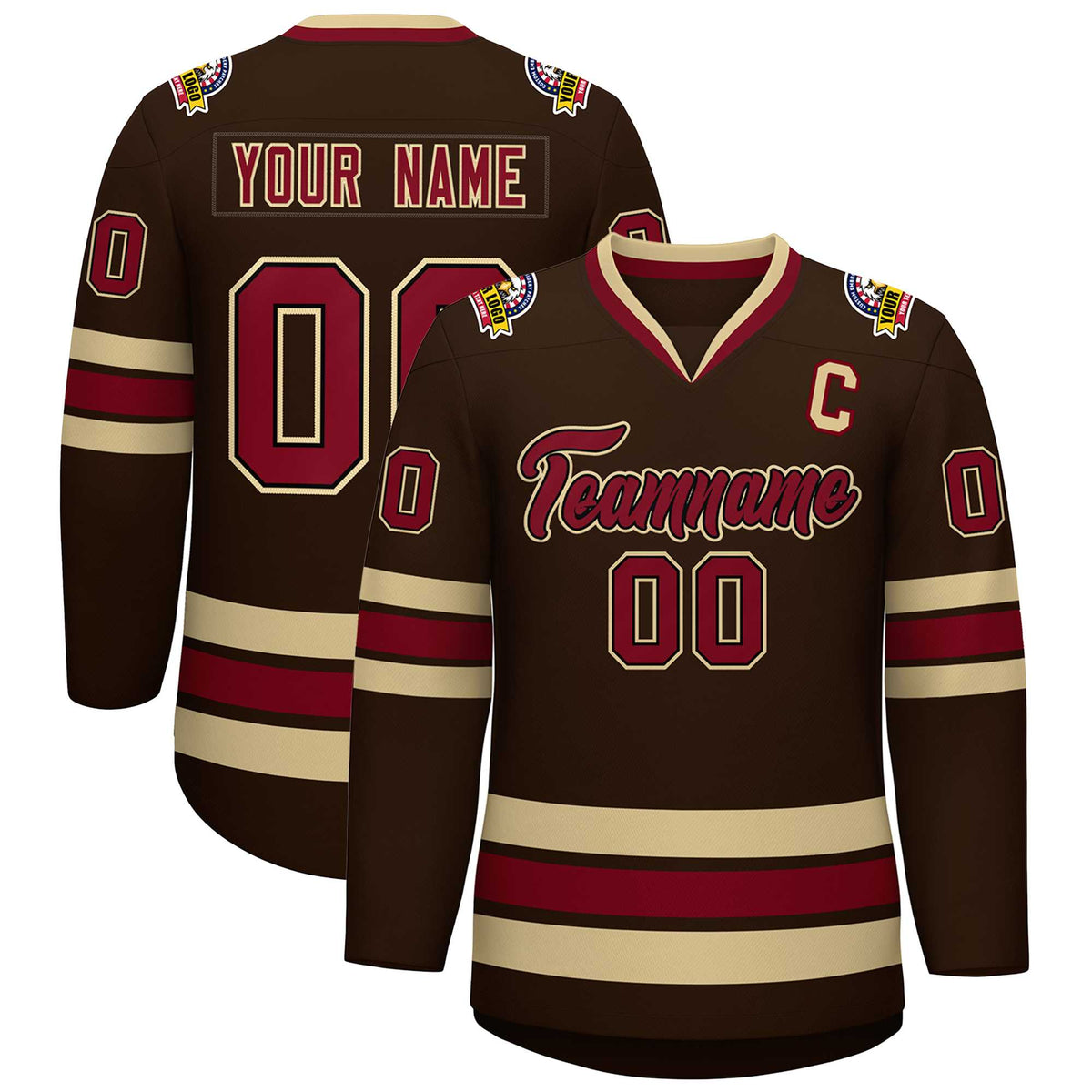 Custom Brown Crimson-Black Classic Style Hockey Jersey | KXKSHOP
