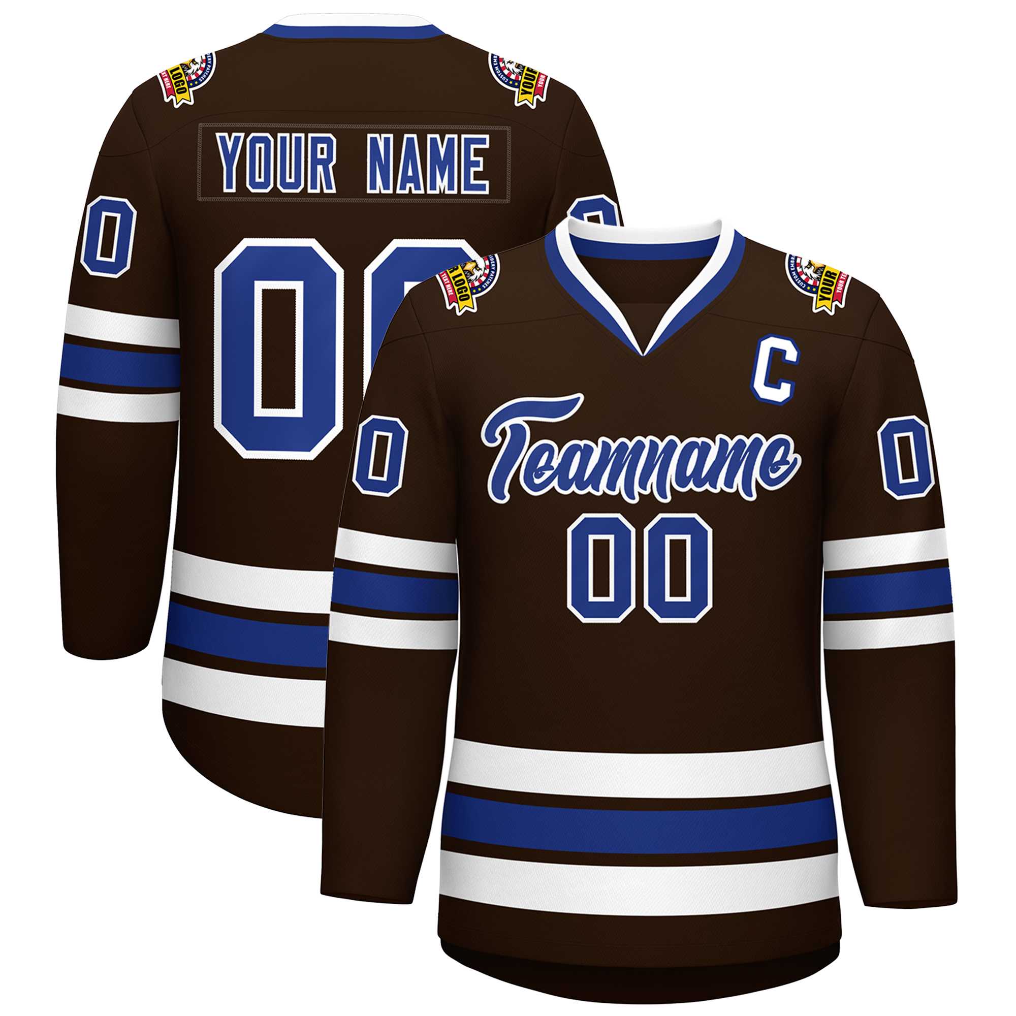 Custom Brown Royal-White Classic Style Hockey Jersey | KXKSHOP