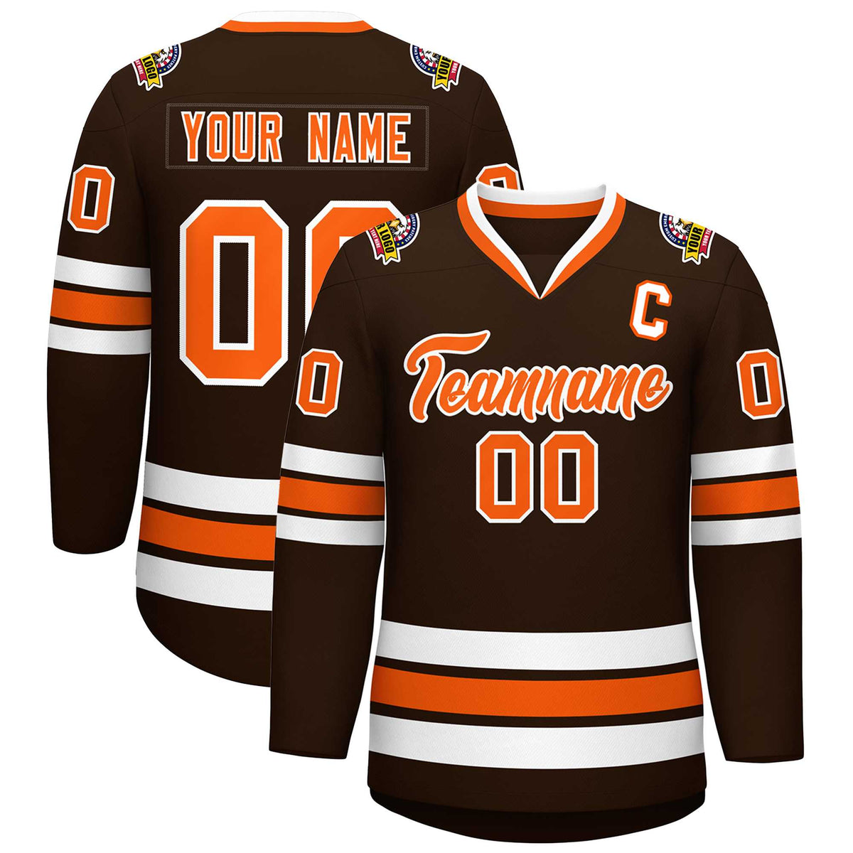 Custom Brown Orange-White Classic Style Hockey Jersey | KXKSHOP