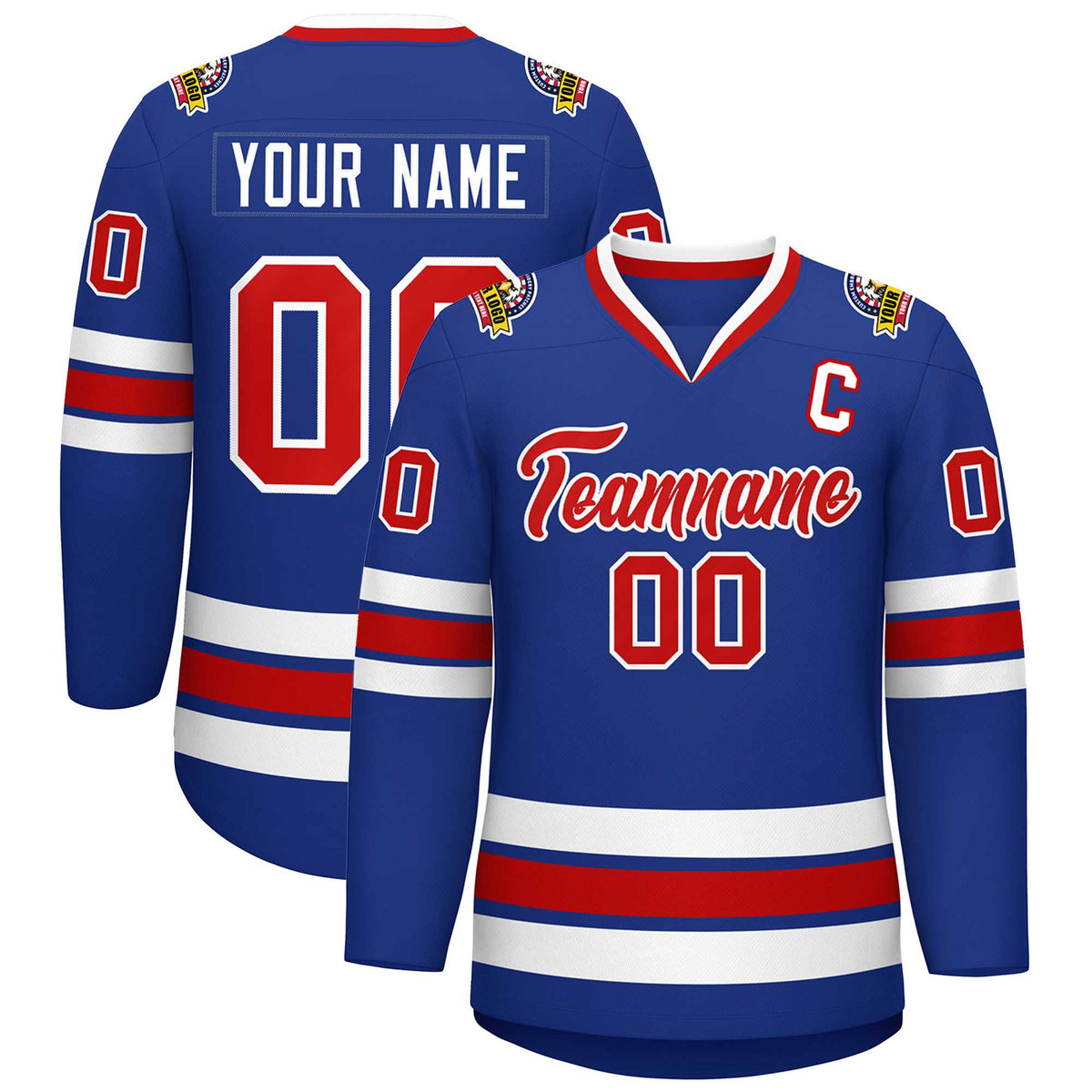 Custom Royal Red-White Classic Style Hockey Jersey | KXKSHOP