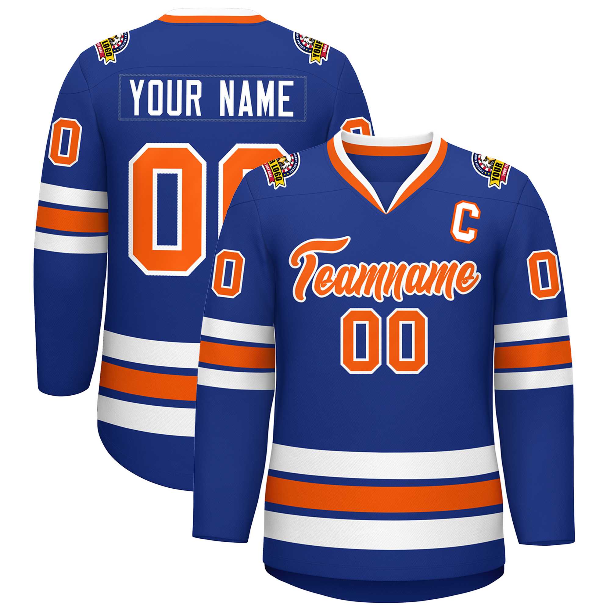 Custom Royal Orange-White Classic Style Hockey Jersey | KXKSHOP