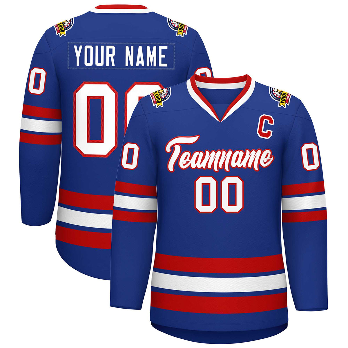 Custom Royal White-Red Classic Style Hockey Jersey | KXKSHOP