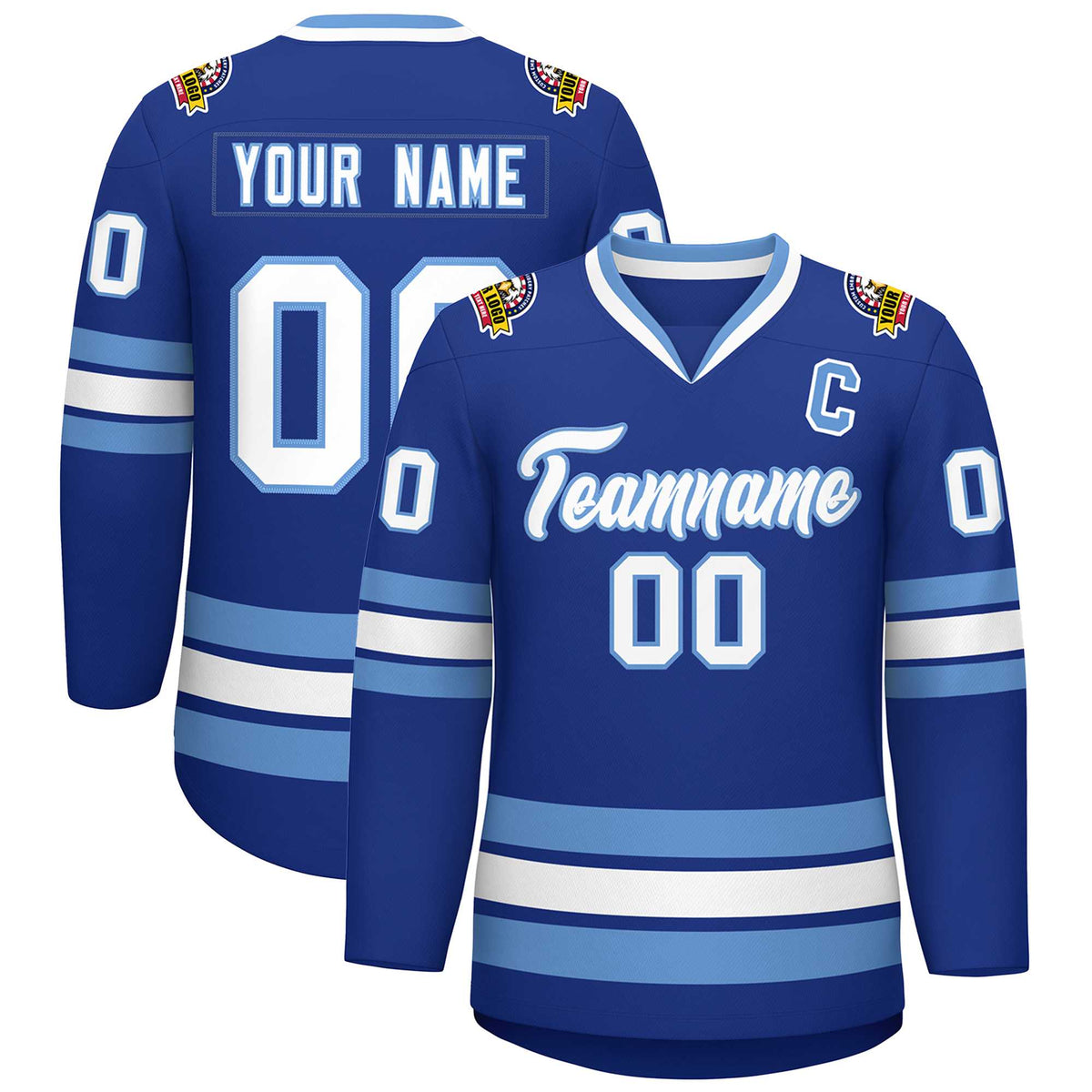 Custom Royal White-Light Blue Classic Style Hockey Jersey | KXKSHOP