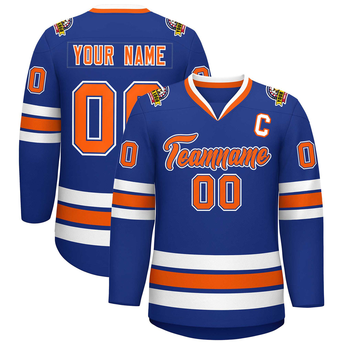 Custom Royal Orange Royal-White Classic Style Hockey Jersey | KXKSHOP