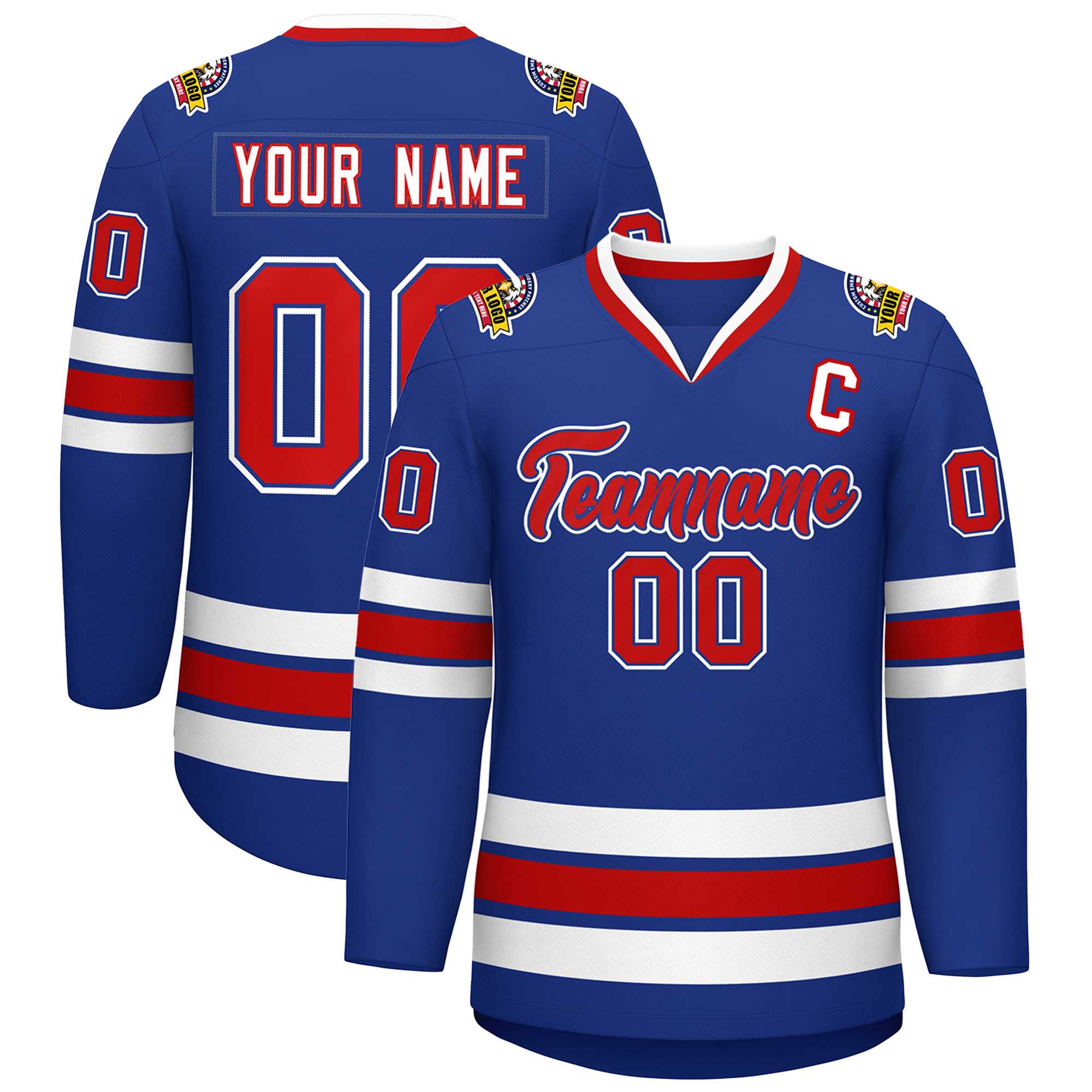 Custom Royal Red Royal-White Classic Style Hockey Jersey | KXKSHOP
