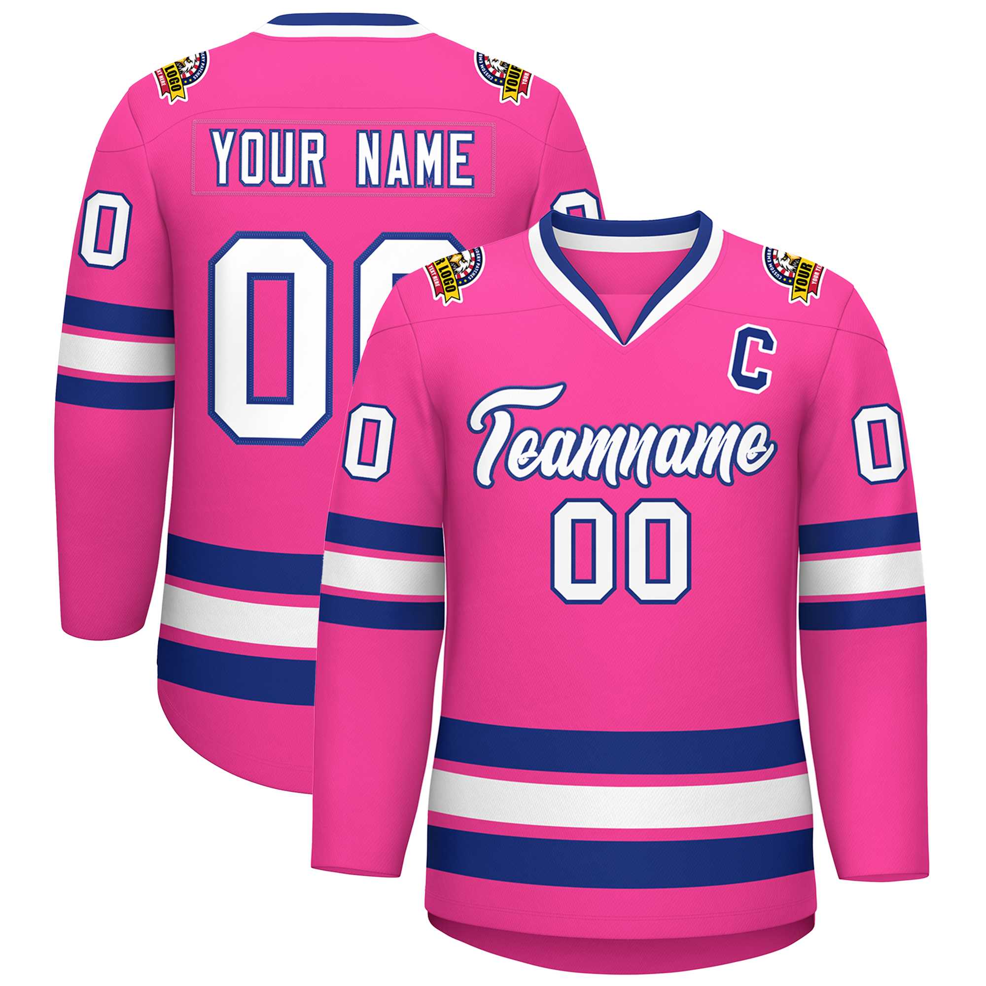 Custom Pink White-Royal Classic Style Hockey Jersey | KXKSHOP