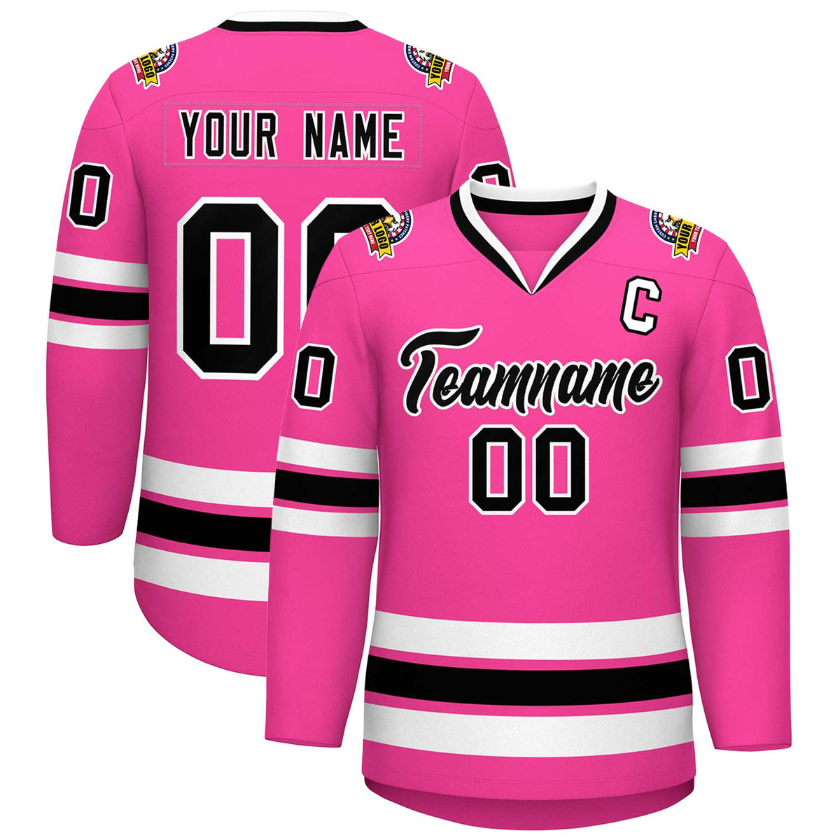 Custom Pink Black-White Classic Style Hockey Jersey | KXKSHOP