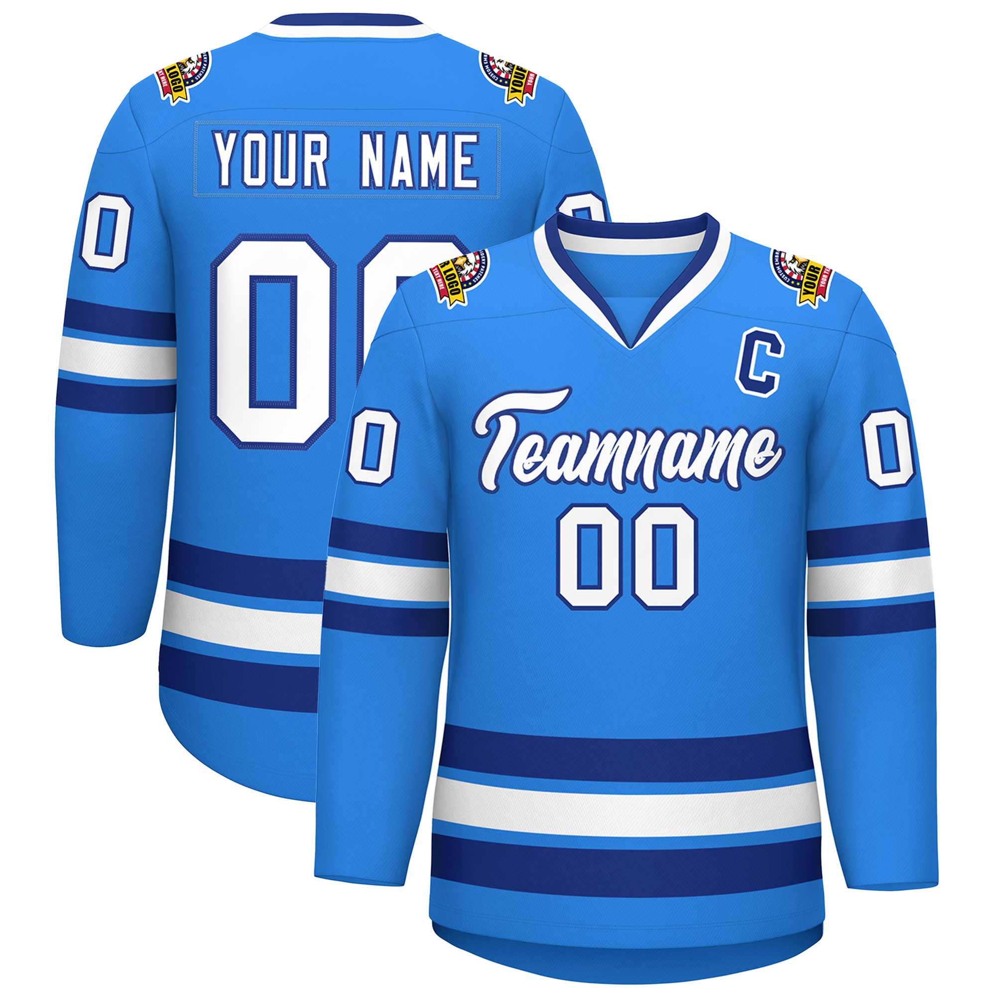 Custom Powder Blue White-Royal Classic Style Hockey Jersey | KXKSHOP