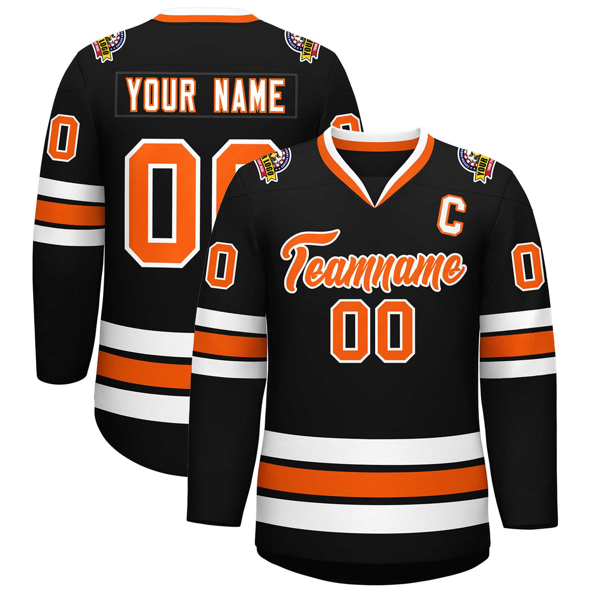 Custom Black Orange-White Classic Style Hockey Jersey | KXKSHOP
