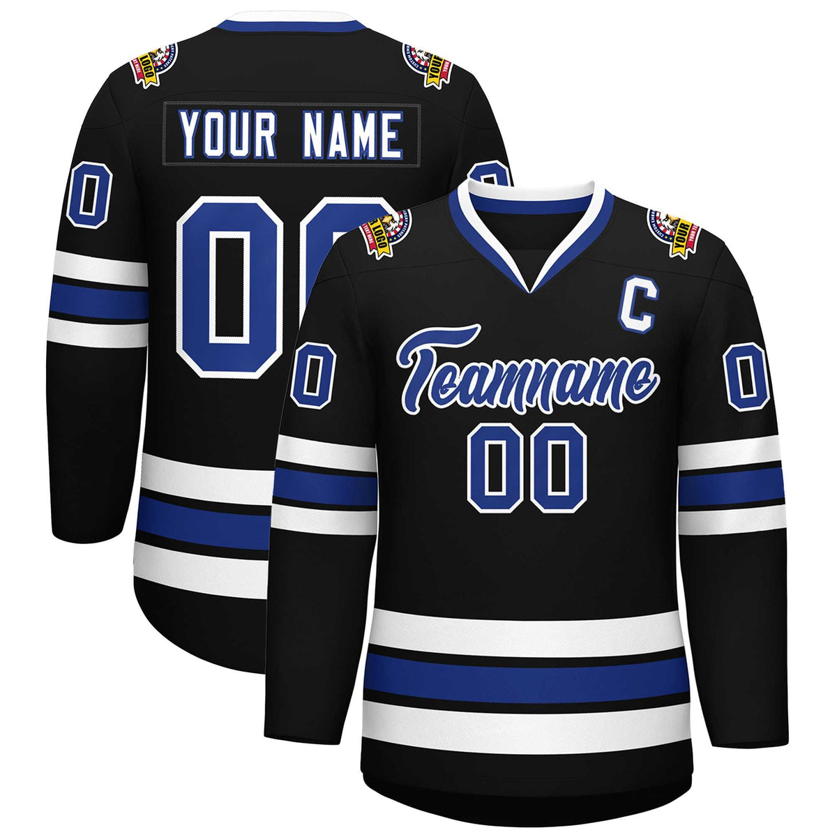 Custom Black Royal-White Classic Style Hockey Jersey | KXKSHOP