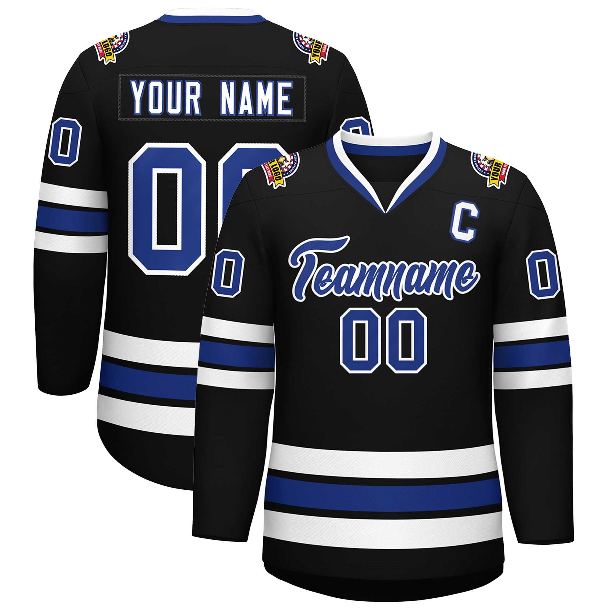 Custom Black Royal-White Classic Style Hockey Jersey | KXKSHOP