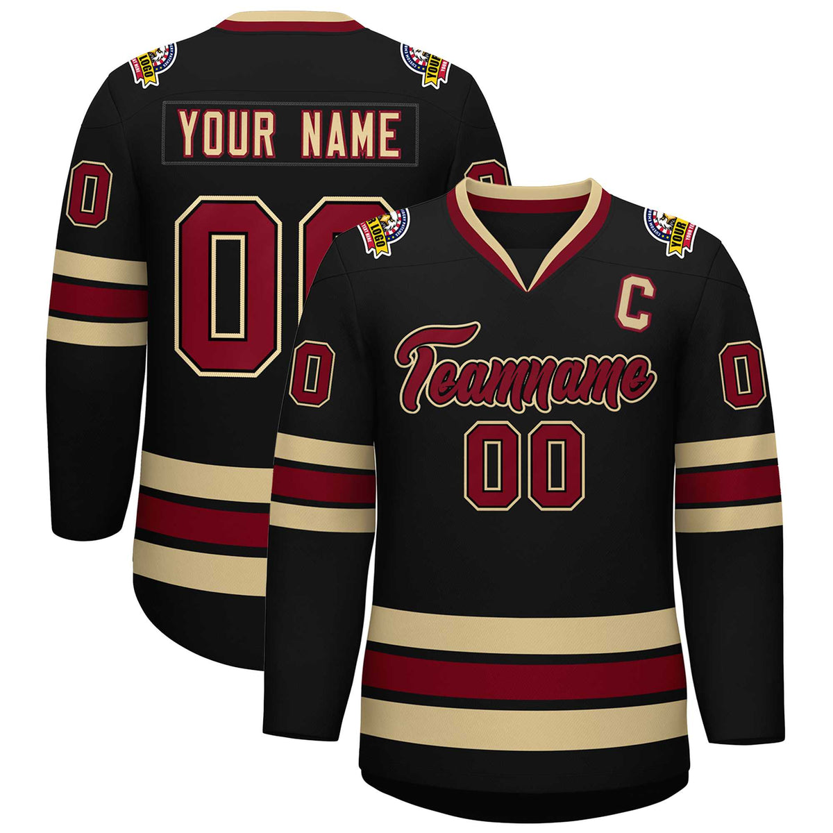 Custom Black Crimson-Black Classic Style Hockey Jersey | KXKSHOP