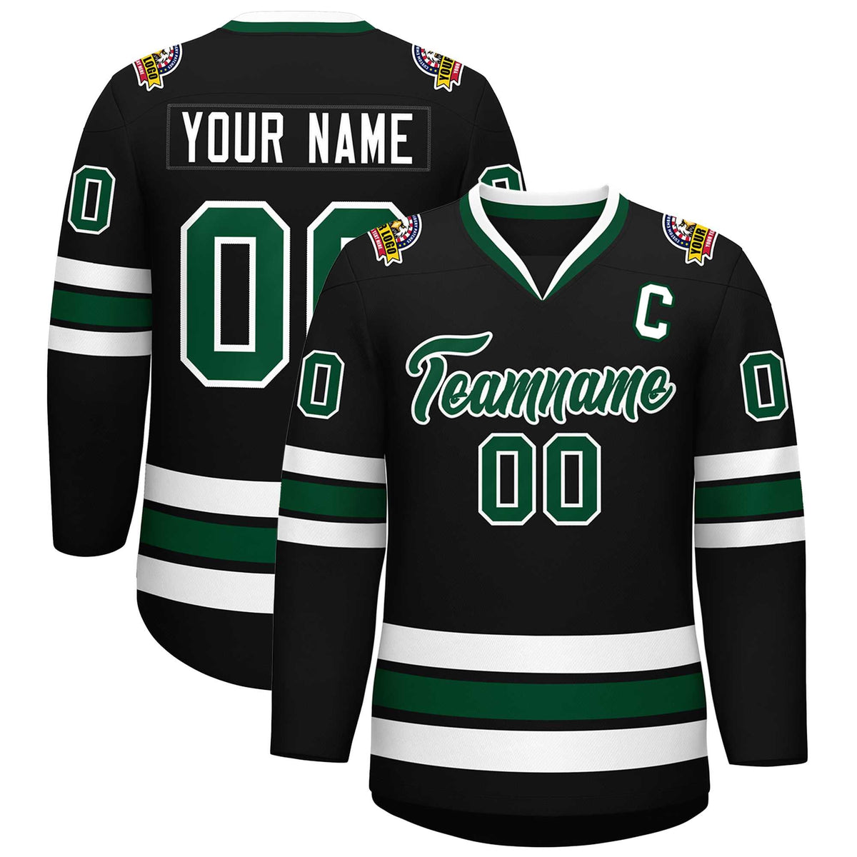 Custom Black Green-White Classic Style Hockey Jersey | KXKSHOP