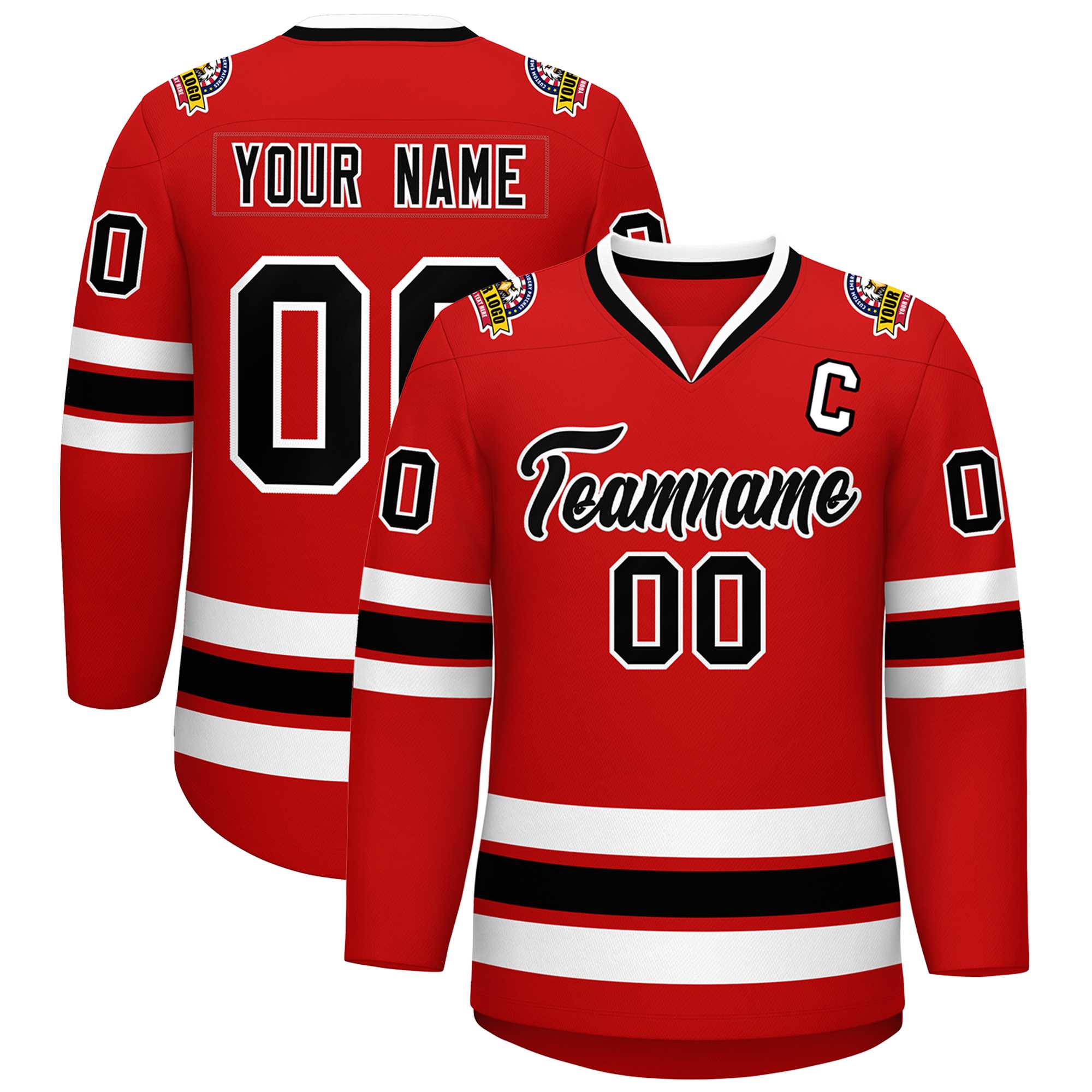 Custom Red Black-White Classic Style Hockey Jersey | KXKSHOP