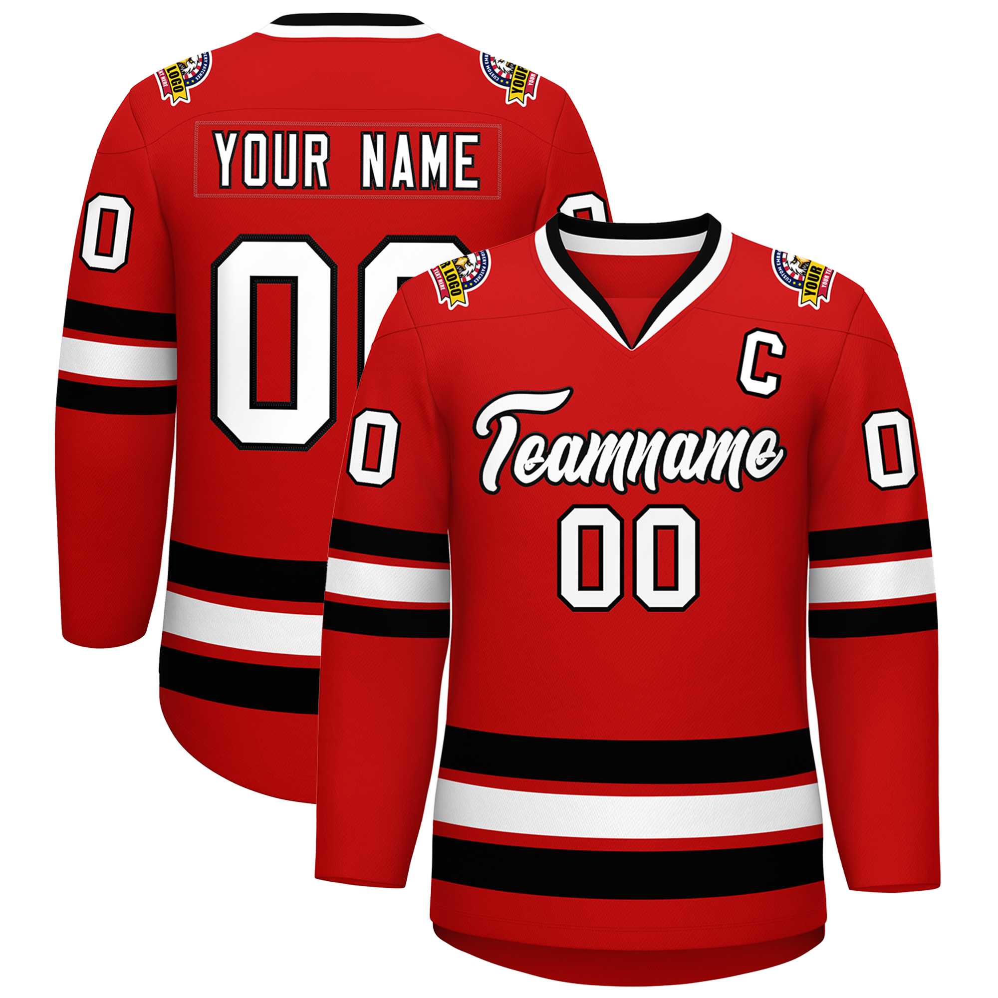 Custom Red White-Black Classic Style Hockey Jersey | KXKSHOP