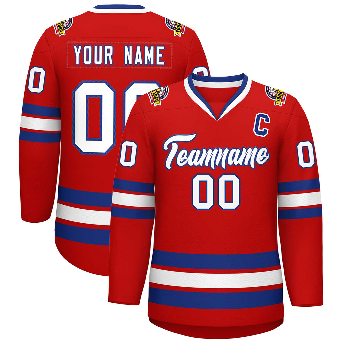 Custom Red White-Royal Classic Style Hockey Jersey | KXKSHOP