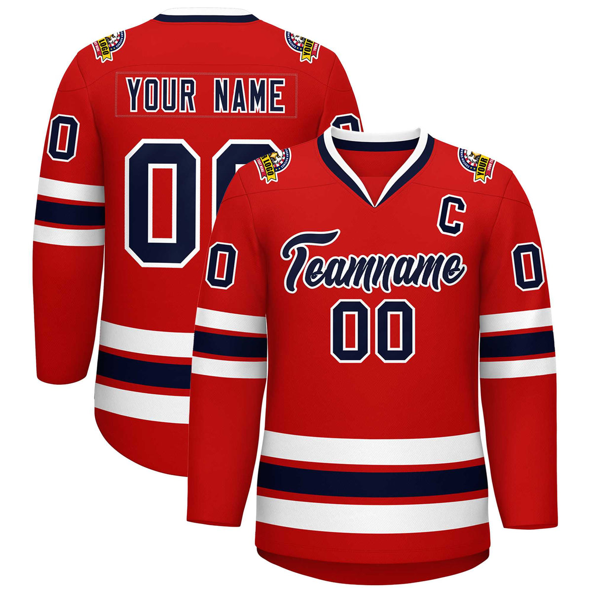 Custom Red Navy-White Classic Style Hockey Jersey | KXKSHOP