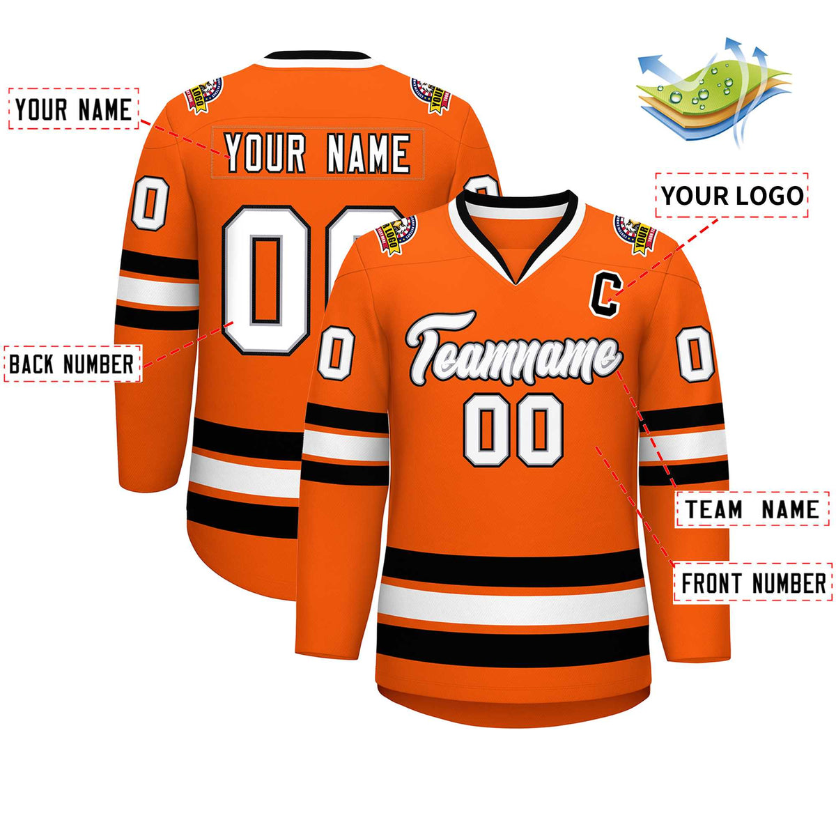 Custom Orange White Gray-Black Classic Style Hockey Jersey | KXKSHOP