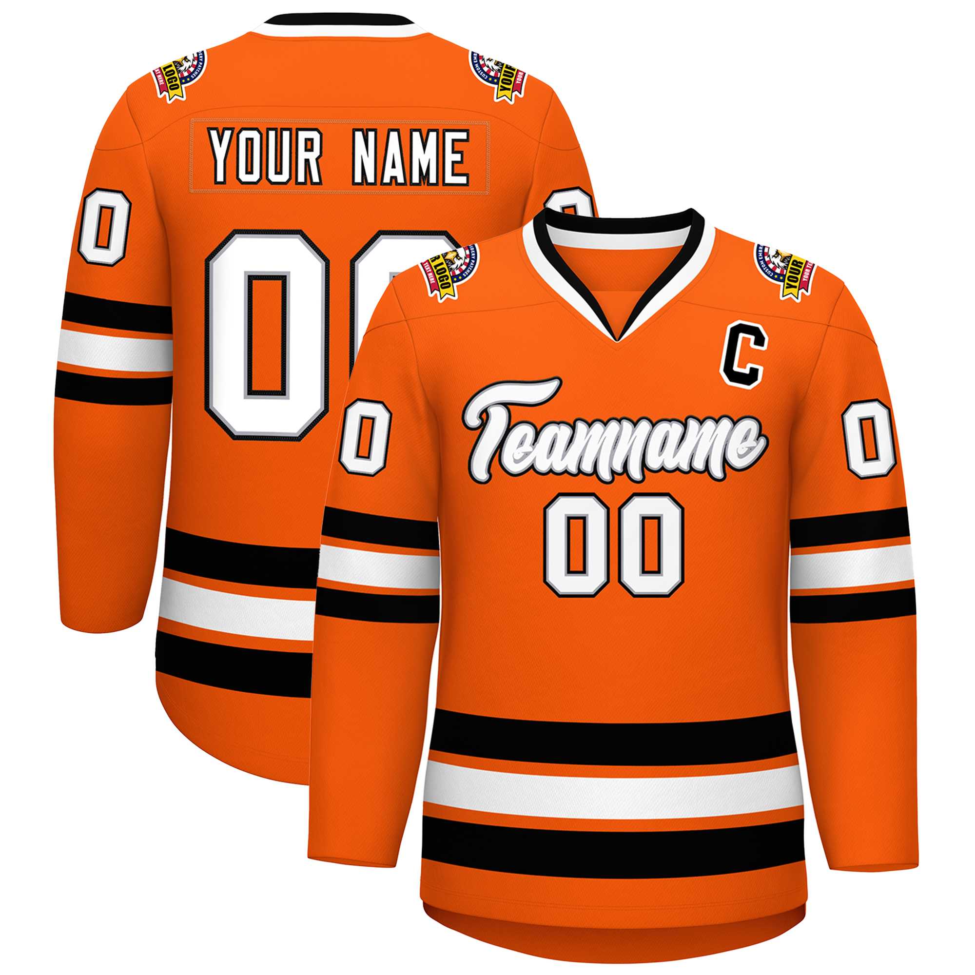Custom Orange White Gray-Black Classic Style Hockey Jersey | KXKSHOP