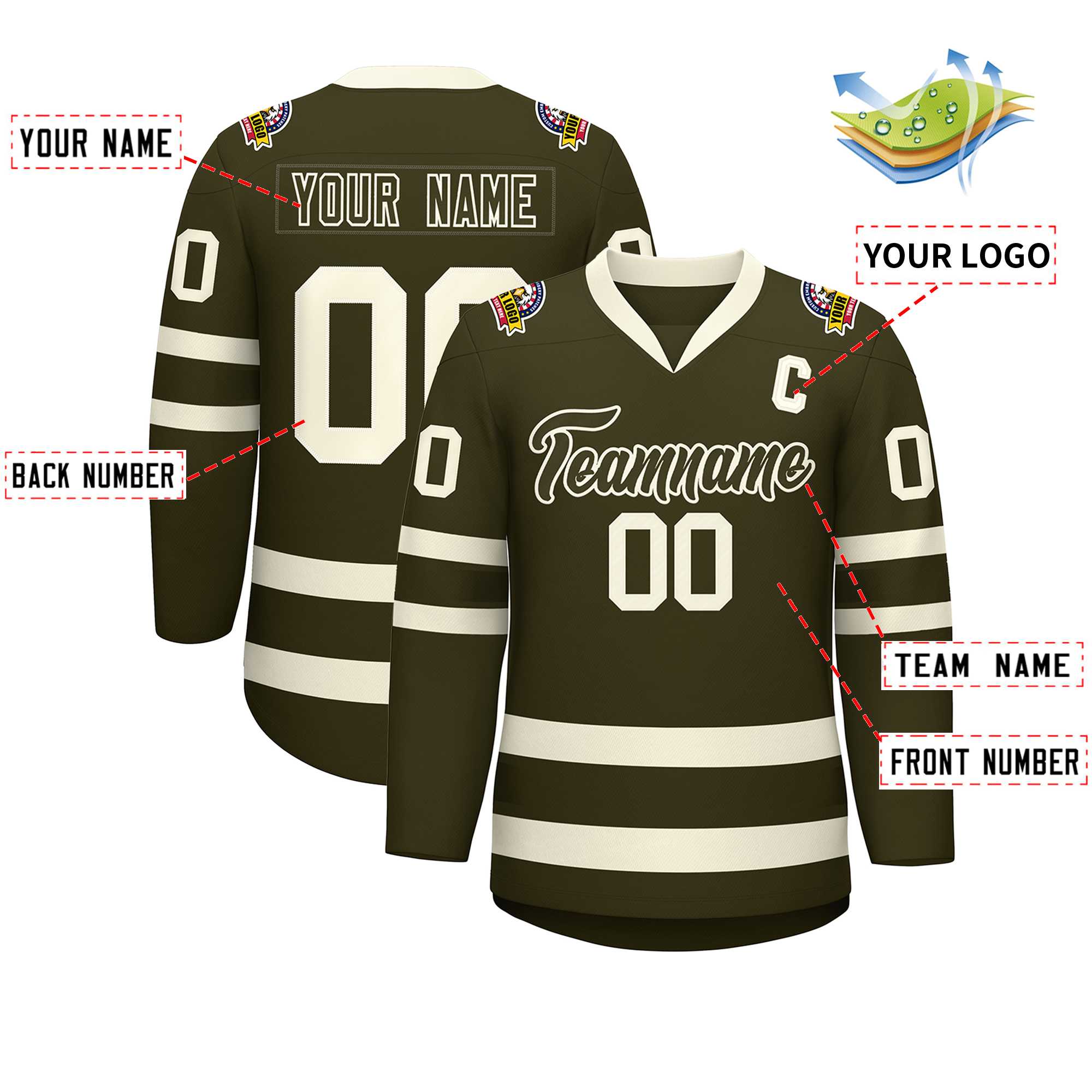 Custom Olive Olive-Khaki Classic Style Hockey Jersey | KXKSHOP