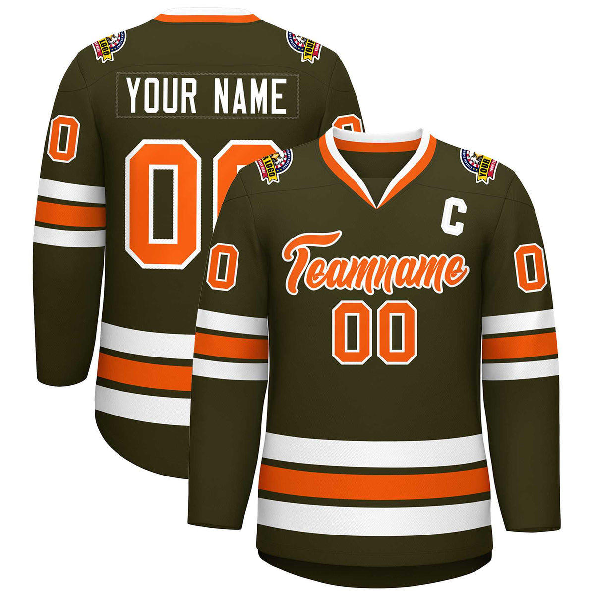 Custom Olive Orange-White Classic Style Hockey Jersey | KXKSHOP