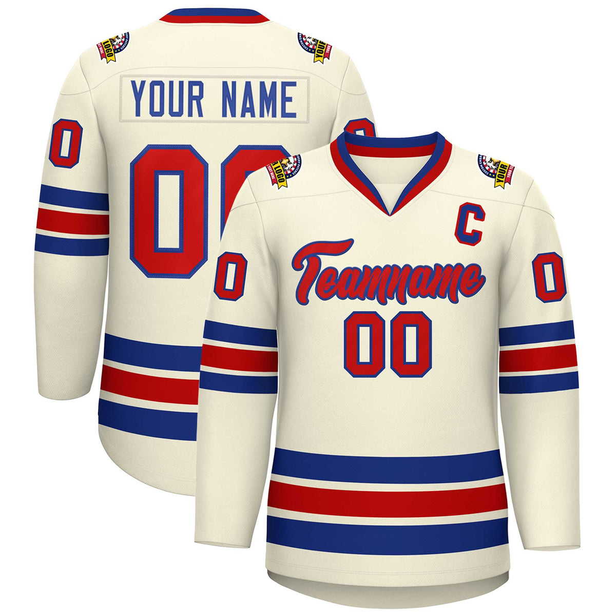 Custom Khaki Red-Royal Classic Style Hockey Jersey | KXKSHOP
