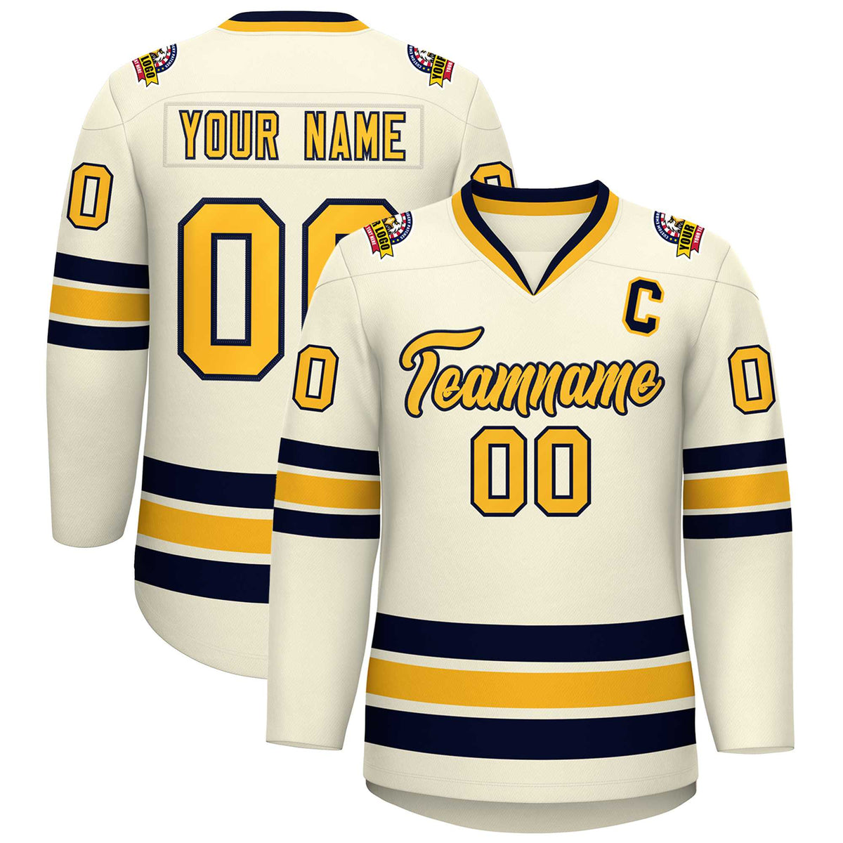 Custom Khaki Gold-Navy Classic Style Hockey Jersey | KXKSHOP