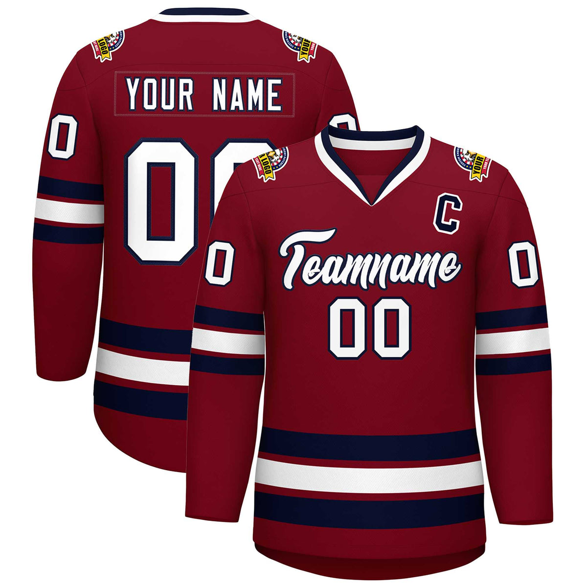 Custom Crimson White-Navy Classic Style Hockey Jersey | KXKSHOP
